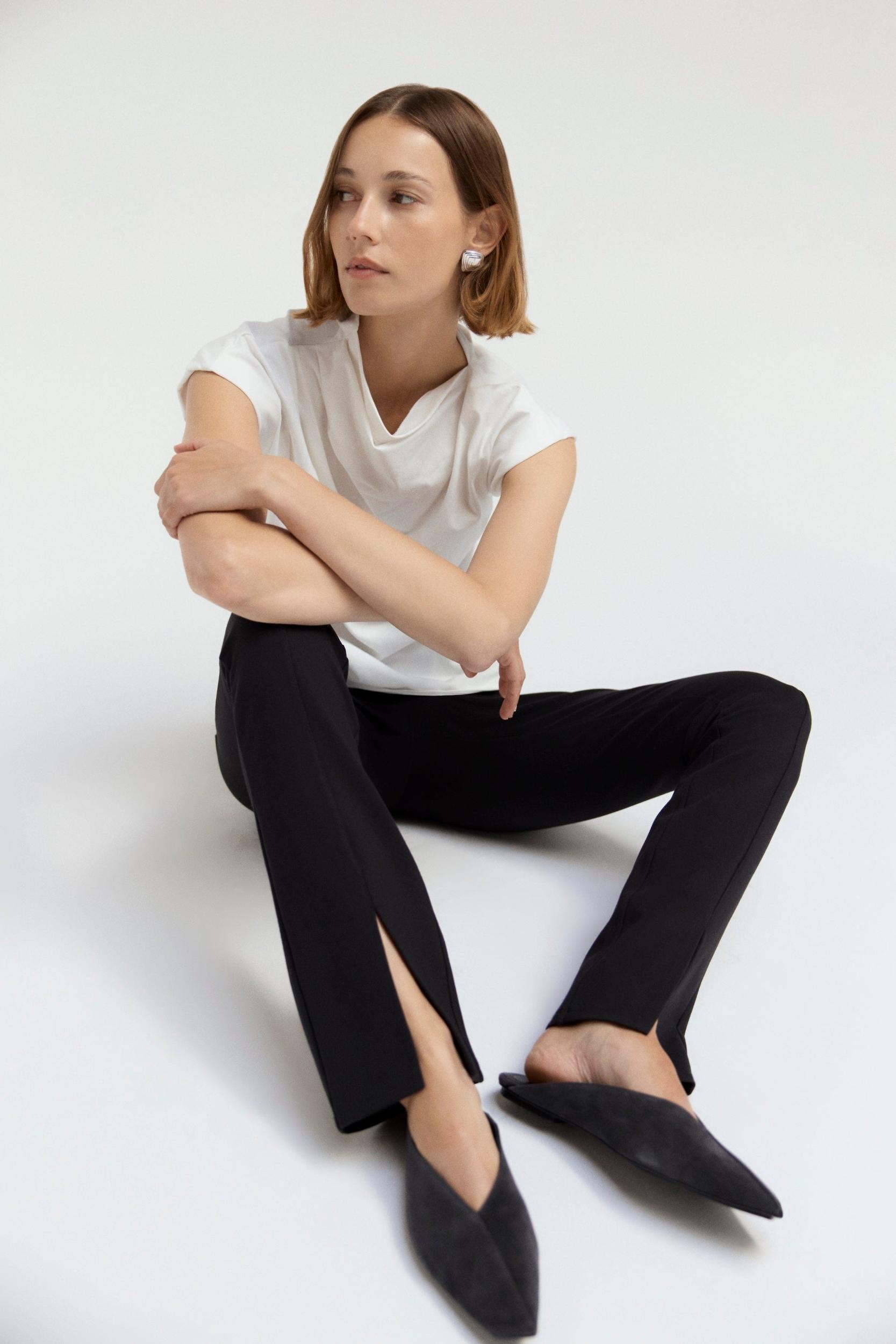 Cass Front-Split Ponte Stretch Pant Product Image
