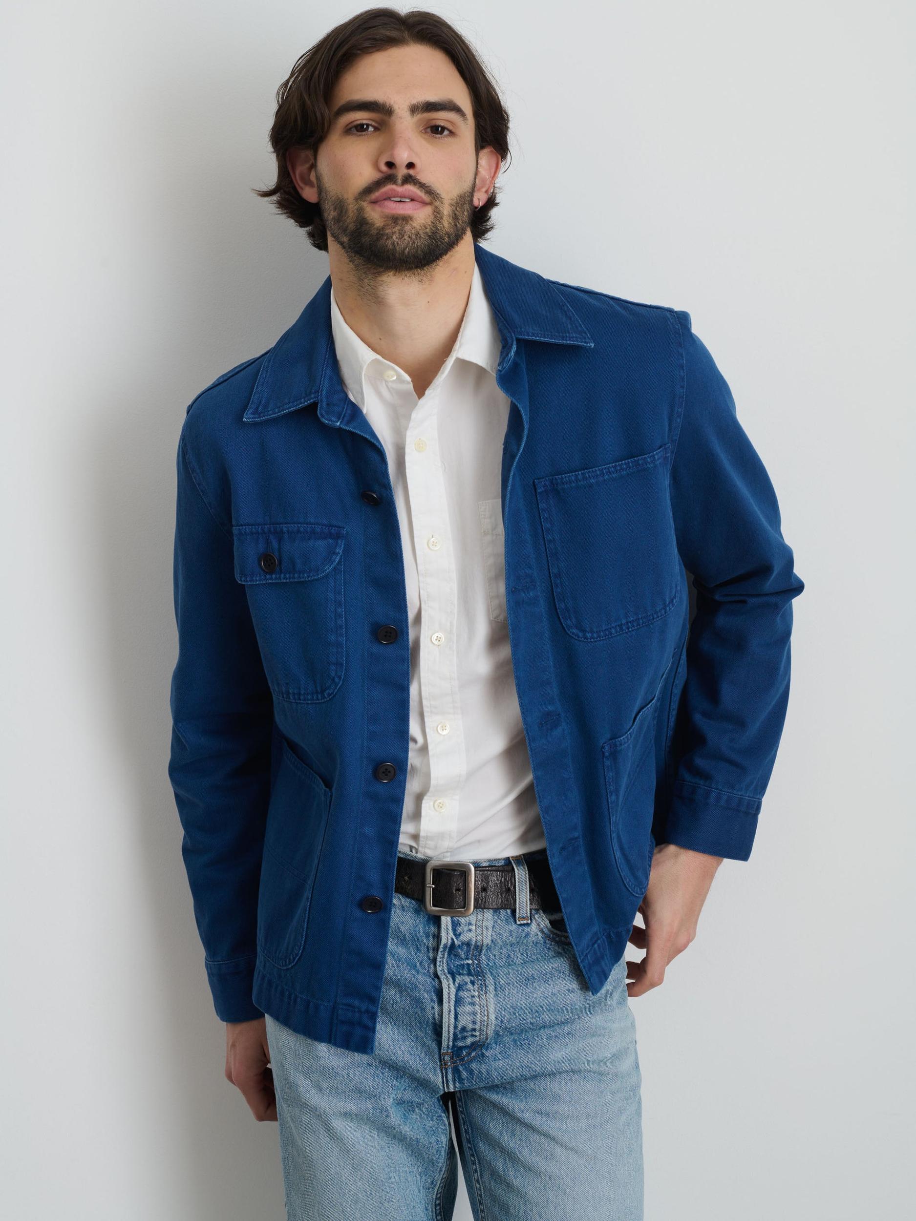 Garment Dyed Work Jacket in Recycled Denim Product Image