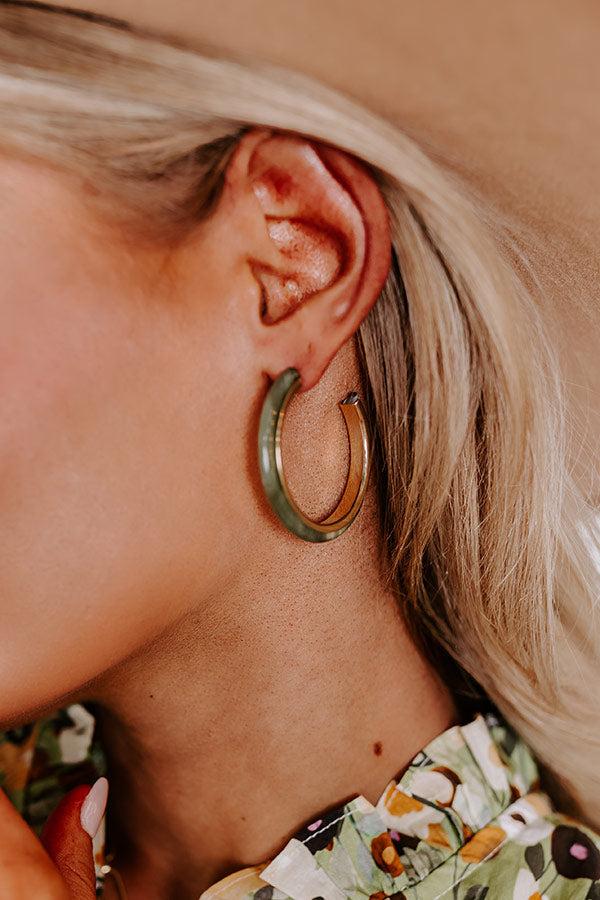 Take A Walk Hoop Earrings In Olive Product Image