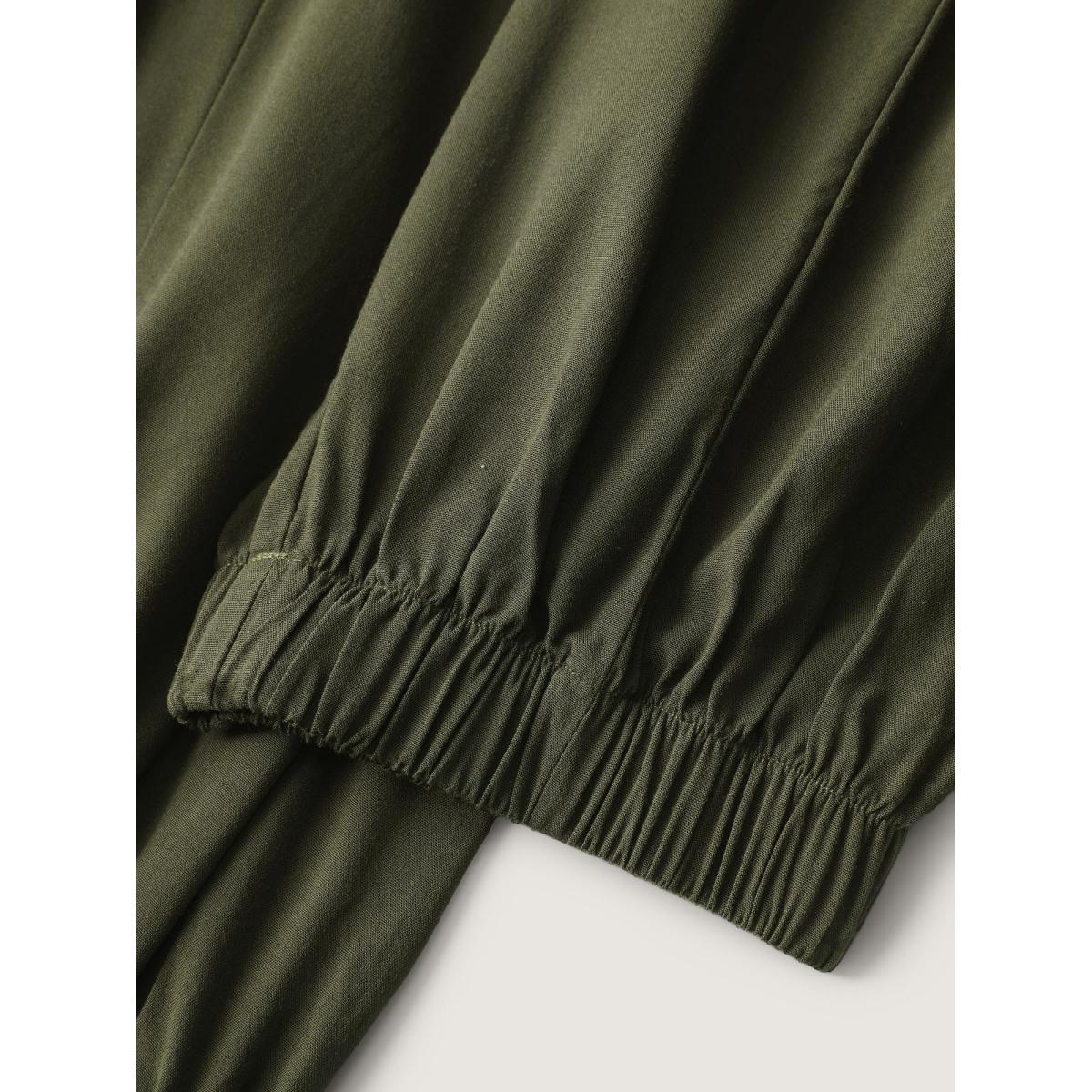 Plus Size Ruffled Inclusive Jogger Pants Women ArmyGreen Leisure Loose Mid Rise Casual Pants BloomChic 30/6X Product Image