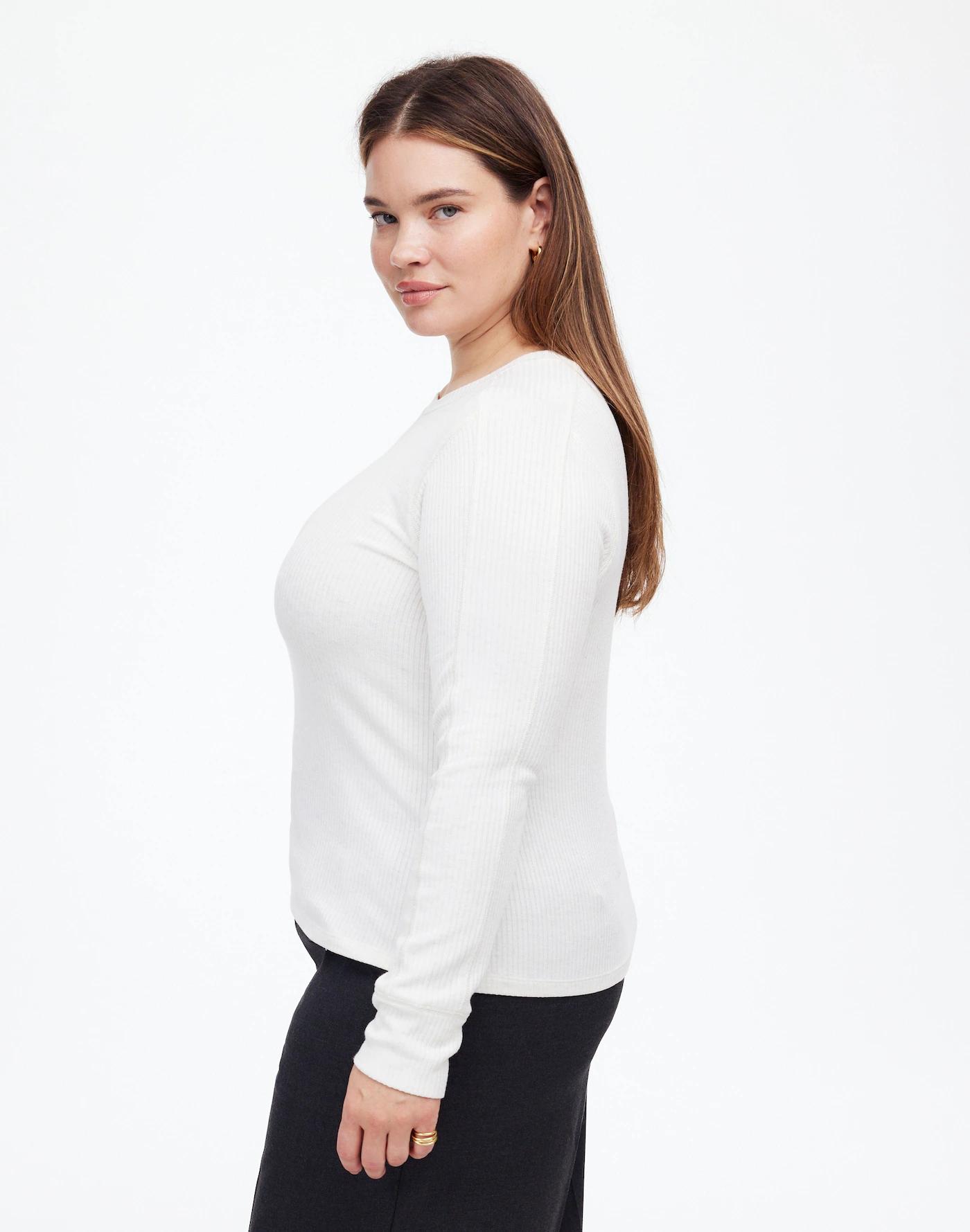Plus Ribbed Crewneck Long-Sleeve Tee Product Image