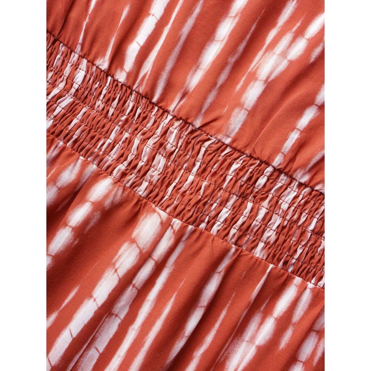 Plus Size Multicolor V Neck Gradient Dyeing Shirred Jumpsuit Women At the Office Half Sleeve V-neck Office Loose Jumpsuits BloomChic 18-20/2X Product Image