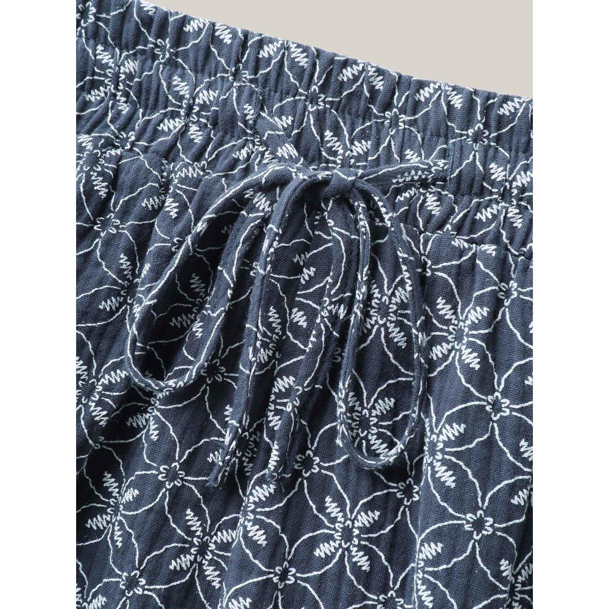 Plus Size Marine Elements Straight-Leg Shorts Women Indigo Resort Drawstring Straight Leg Vacation Shorts BloomChic 18-20/2X Product Image