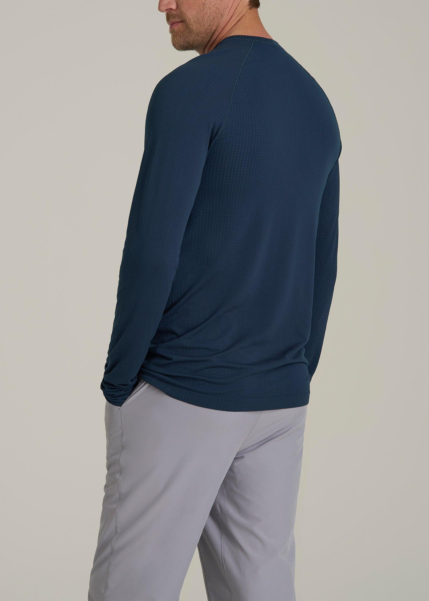 Long Sleeve Vented Performance Top for Tall Men in Navy Blue Male Product Image