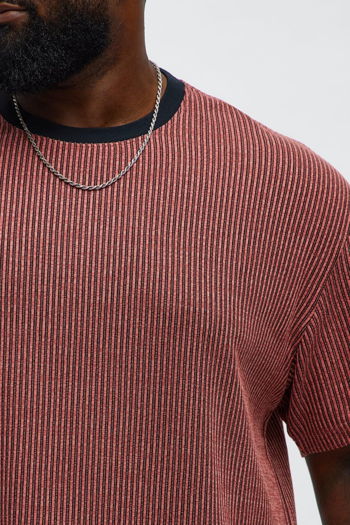 Relaxed Success Magnet Knitted Crewneck Tee - Mauve/combo Product Image