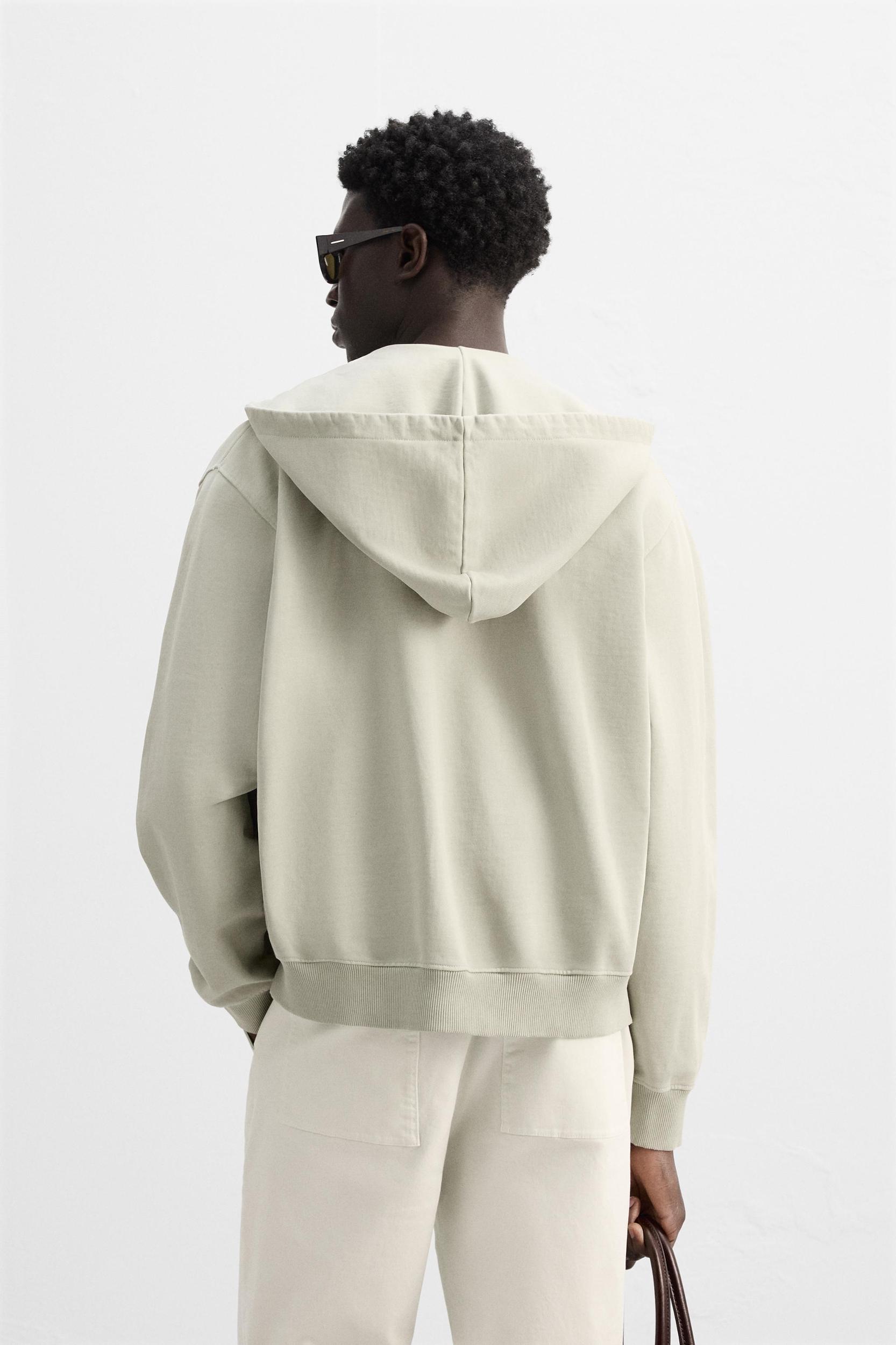 WASHED HOODED ZIP SWEATSHIRT Product Image