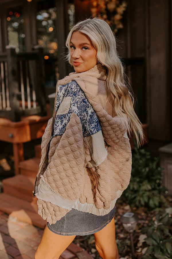 Cozy Couture Quilted Jacket in Warm Taupe Product Image
