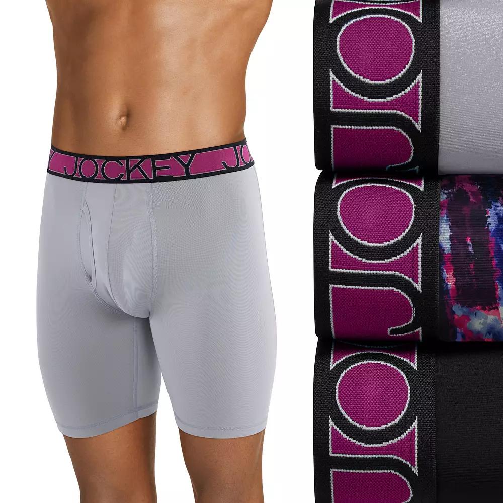 Men's Jockey 3-Pack Active Microfiber 9" Long Leg Boxer Briefs,  Product Image