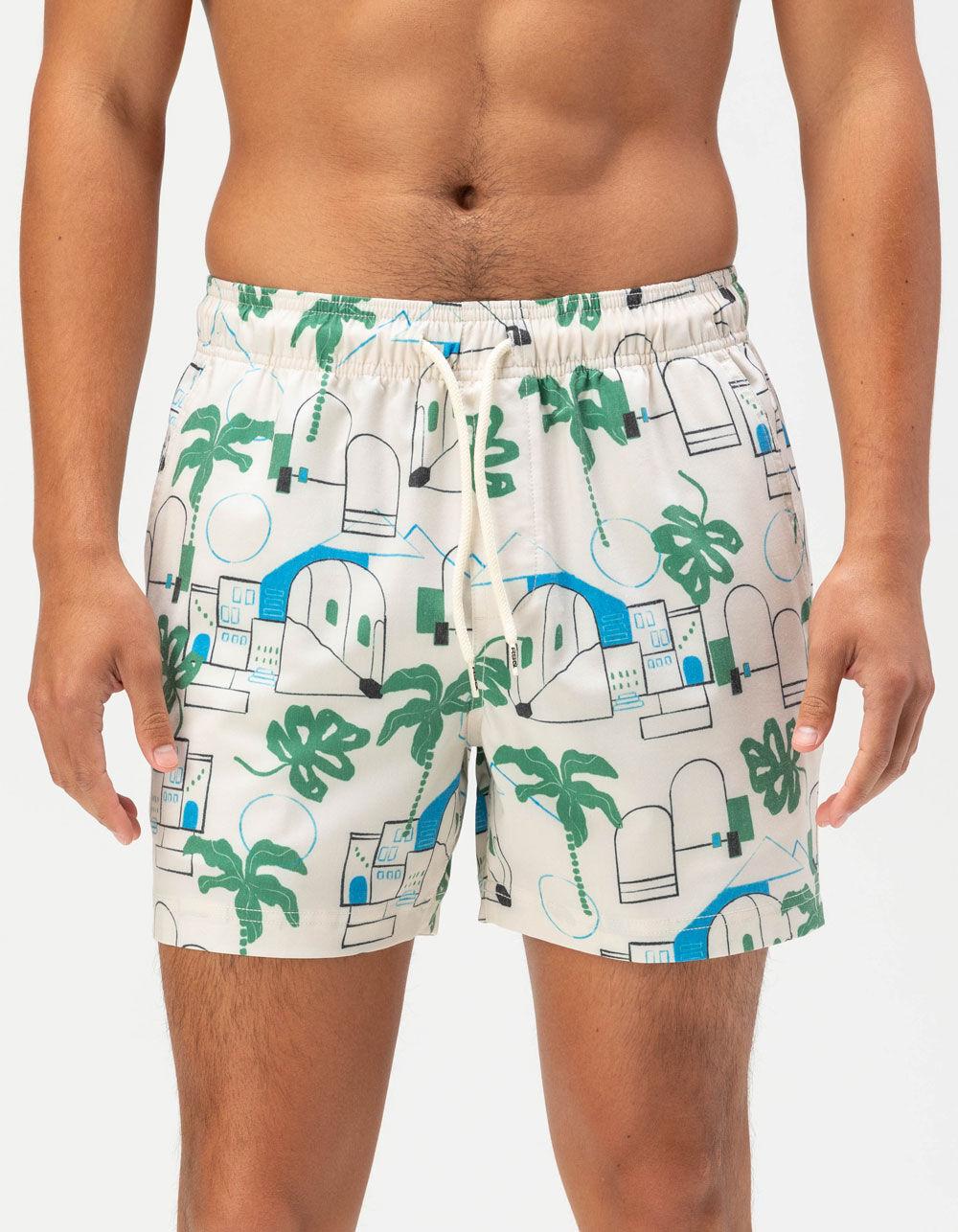 RSQ Mens Old Town Swim Shorts - TAUPE Product Image