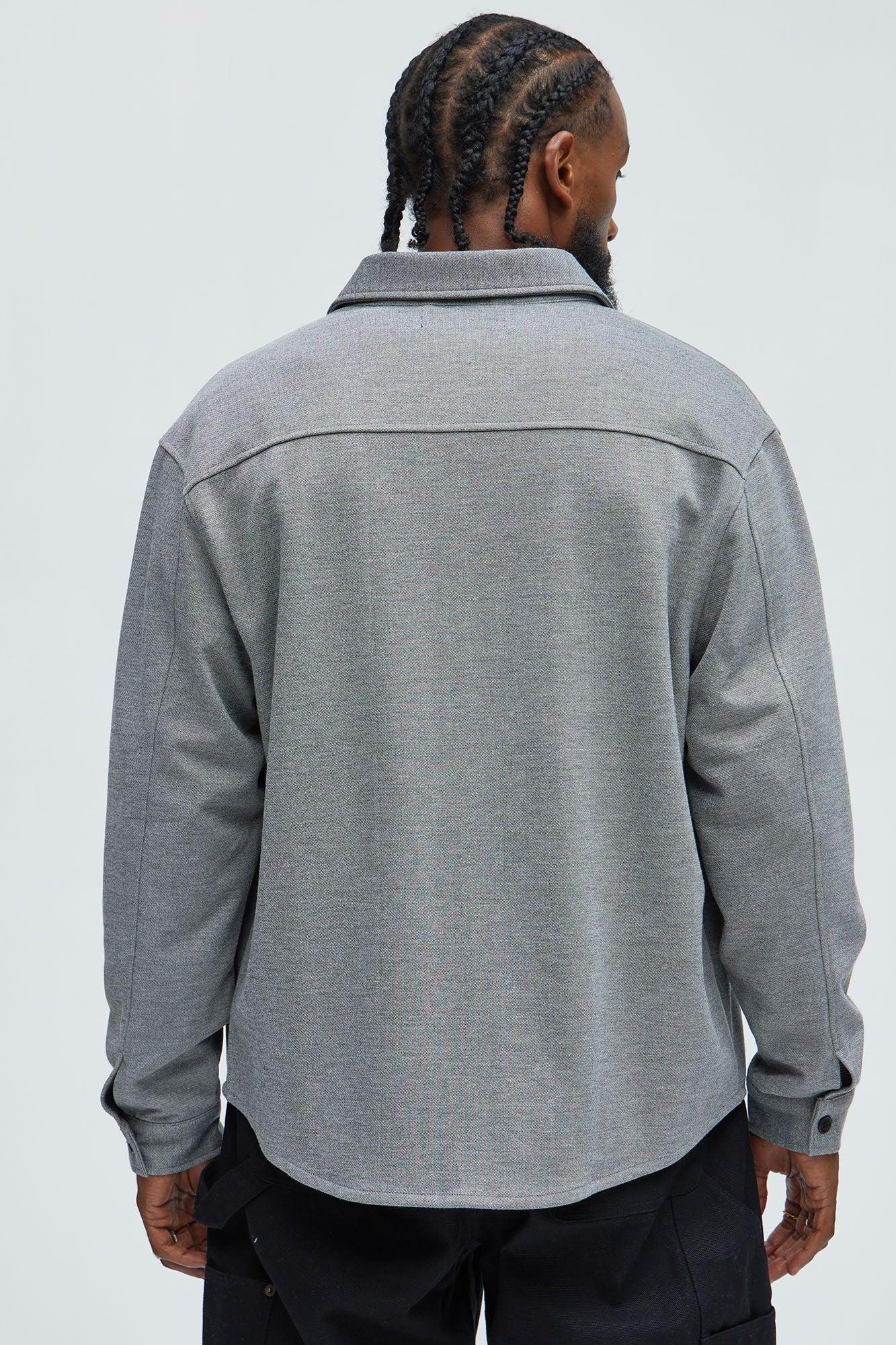 Langley Knit Button Up Shirt - Grey Product Image