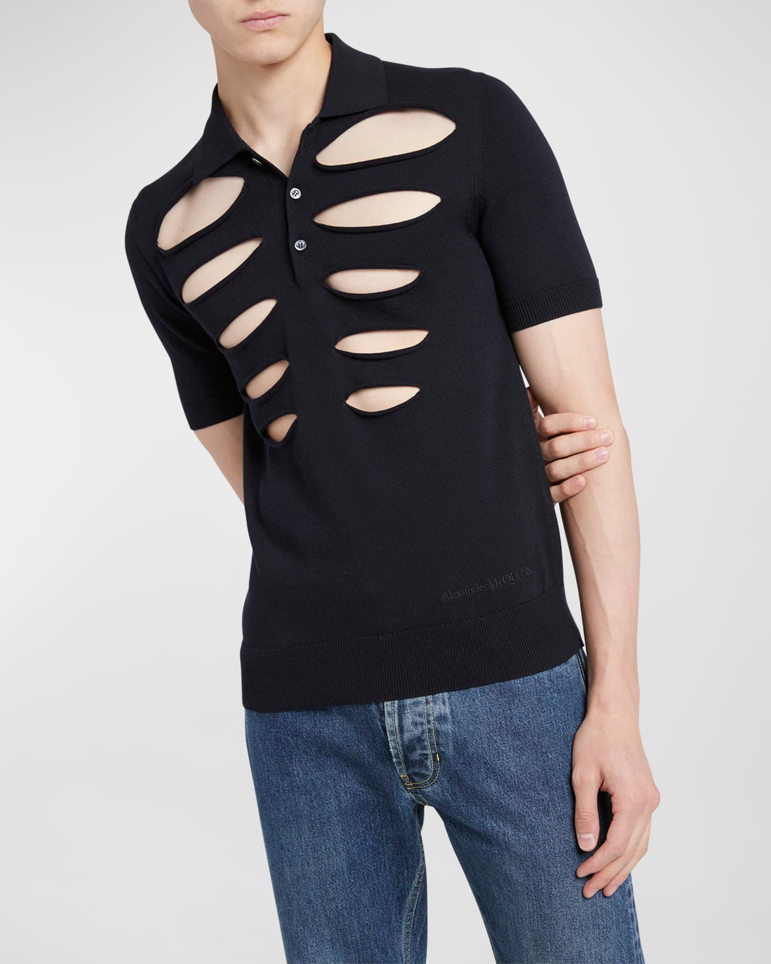 Men's Slit Cotton Polo Shirt Product Image