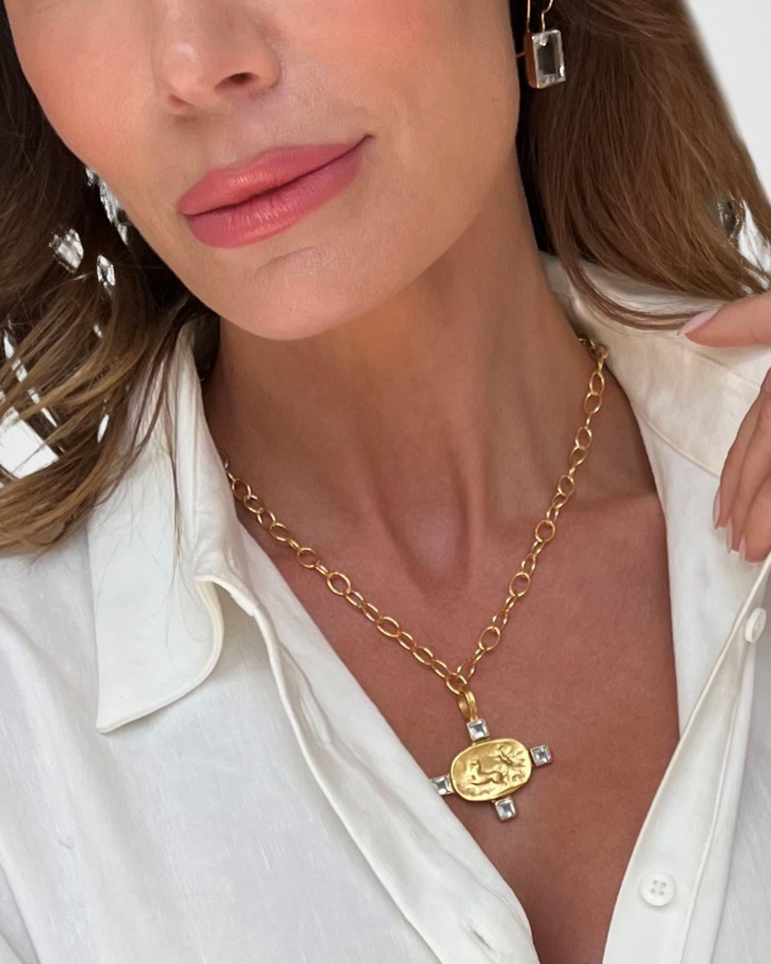 Chariot and White Topaz Pendant Necklace Product Image