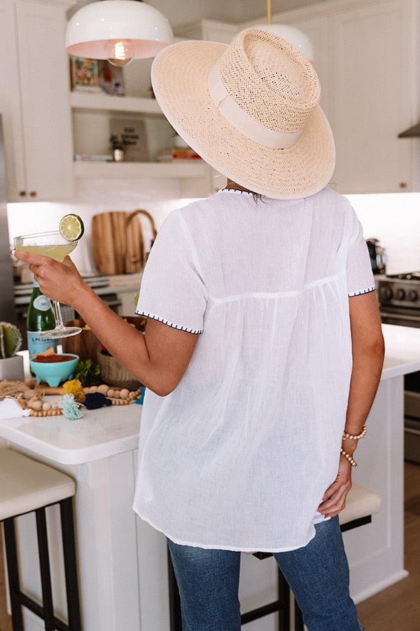Cozy Cabana Embroidered Top In White Product Image