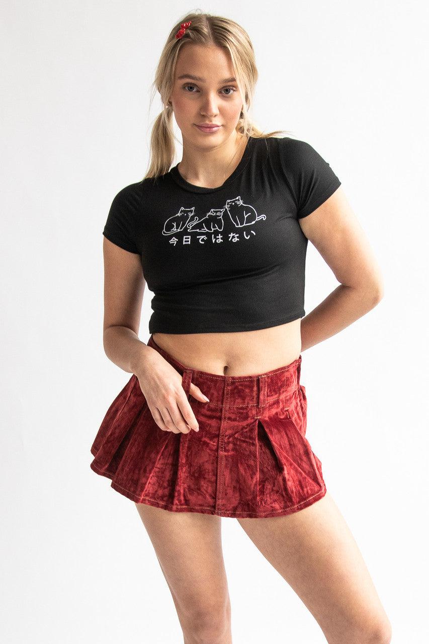 Low Rise Velvet Suede Mini Skort Product Image