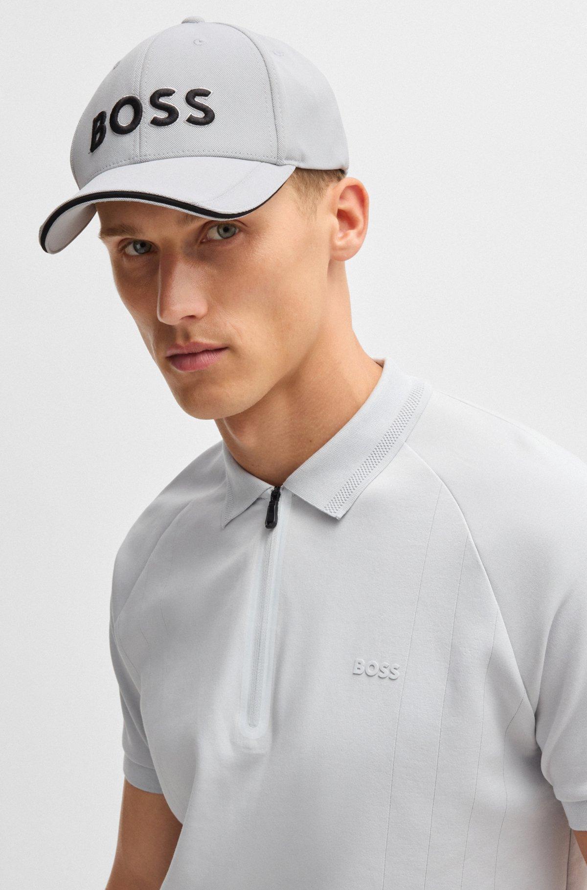 BOSS - Knitted-piqué six-panel cap with embroidered logo - Light Grey Product Image
