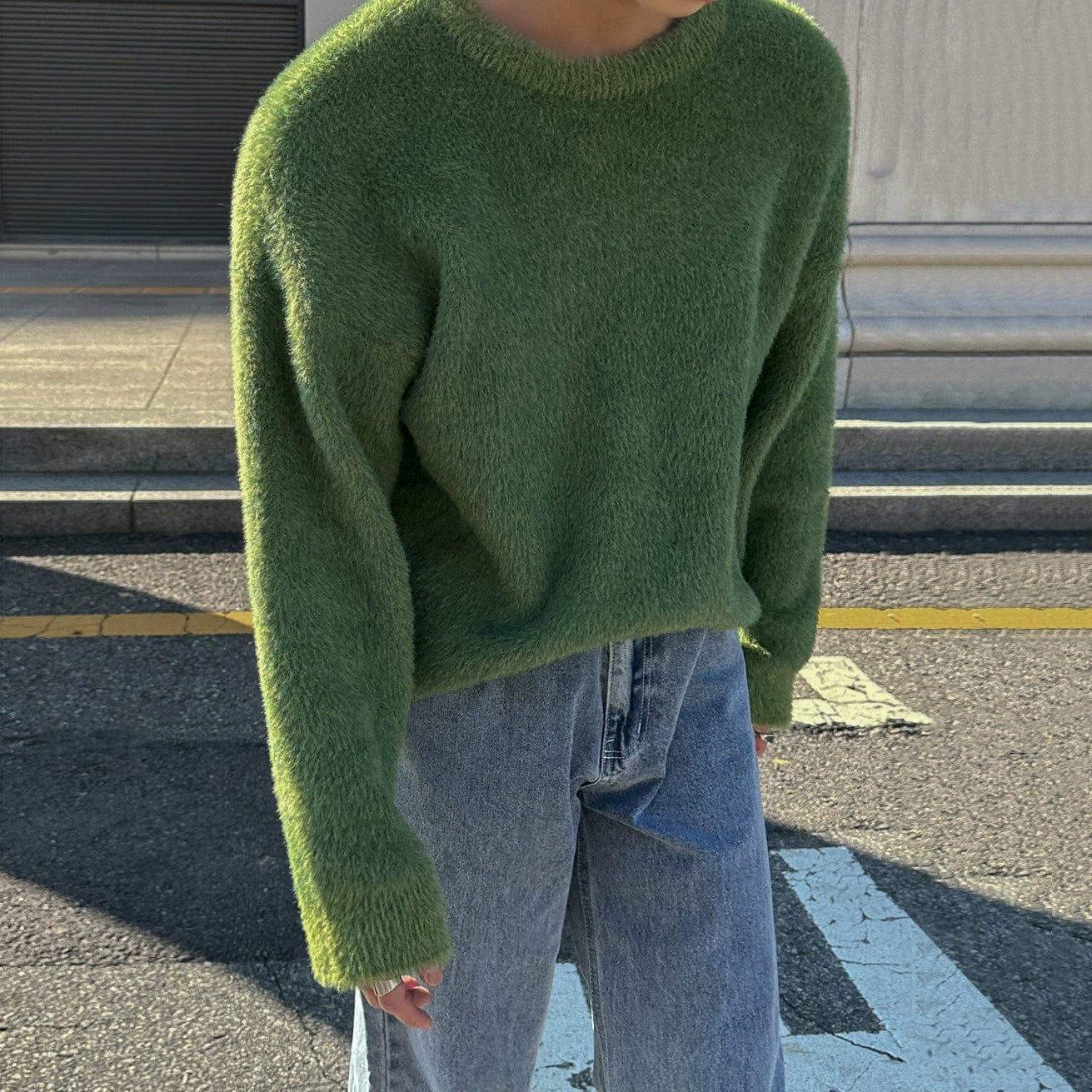 RT No. 11973 GREEN MOHAIR PULLOVER SWEATER Product Image