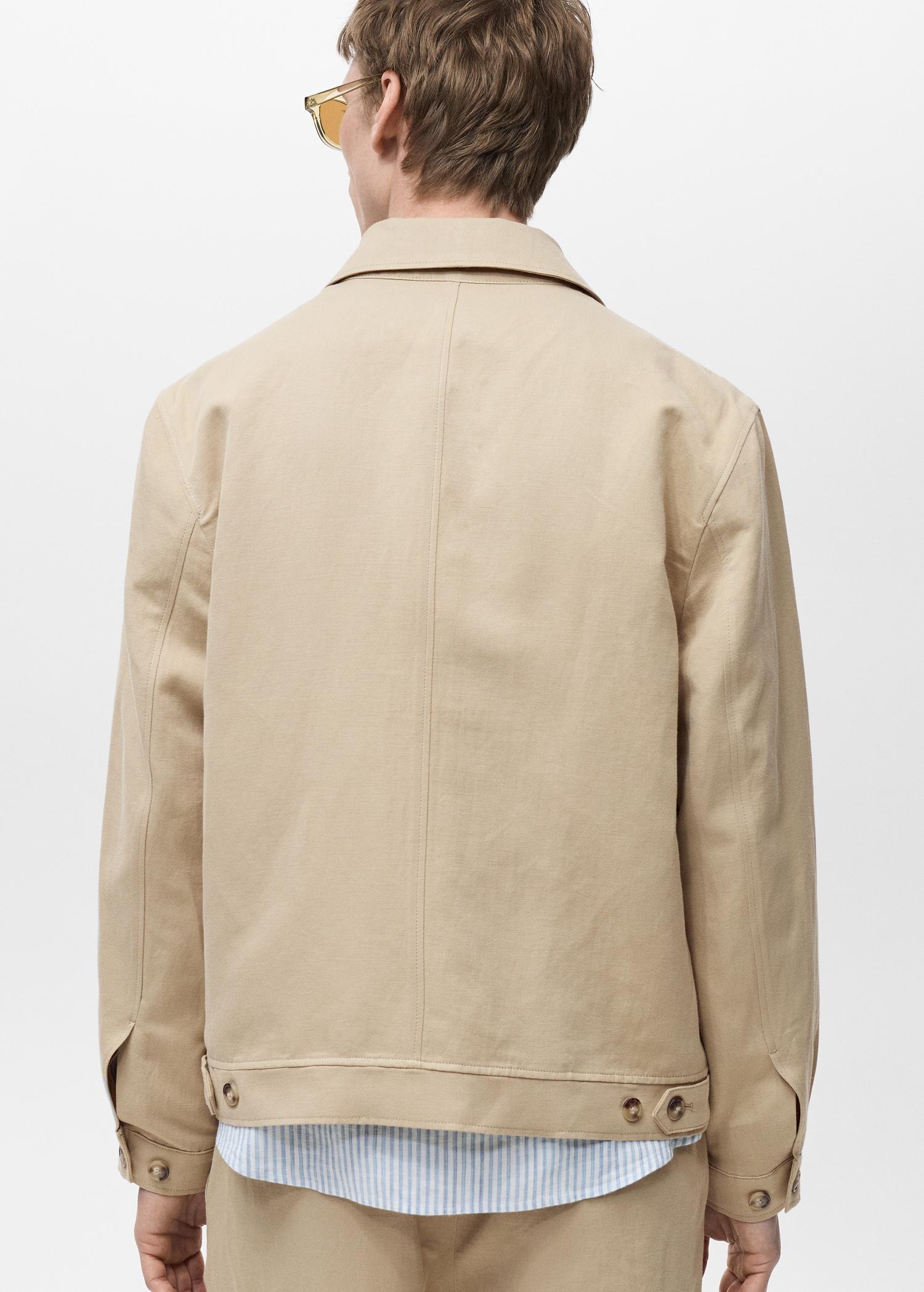 Linen-blend jacket with pockets - Men | MANGO USA Product Image