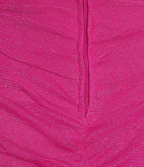 Midnight Doll Glitter Metallic Mesh Knit Halter Neck Ruched Dress Product Image