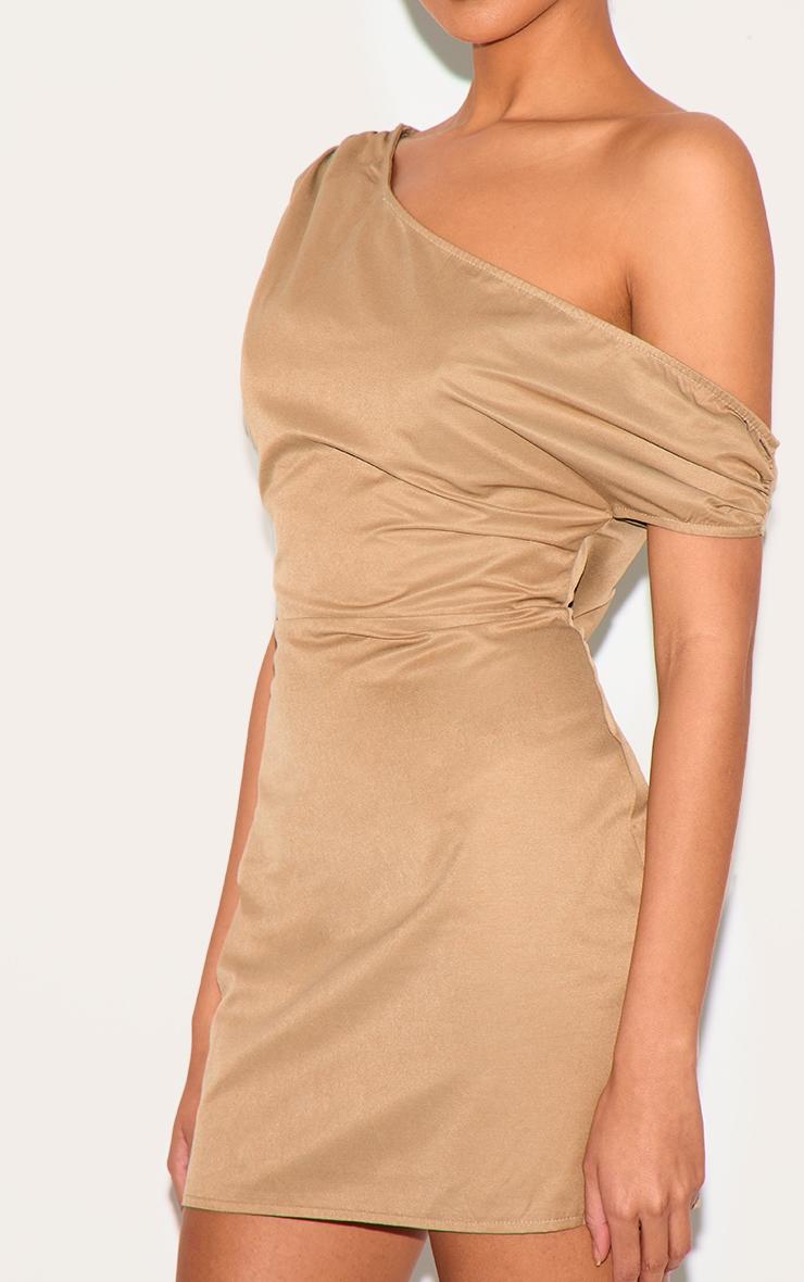  Beige Woven Asymmetric Cup Detail Mini Dress Product Image