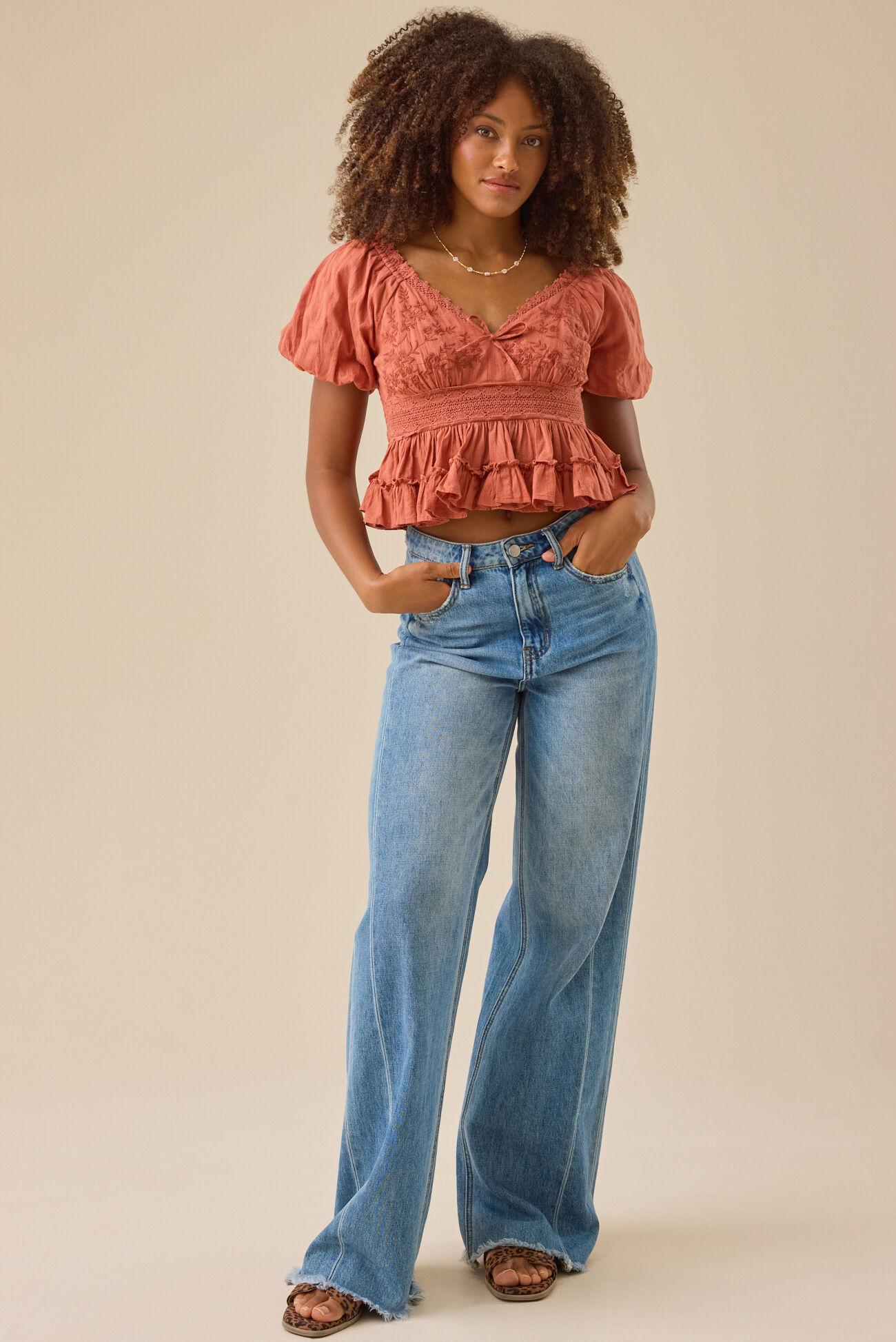 Addison Embroidered Babydoll Top Product Image