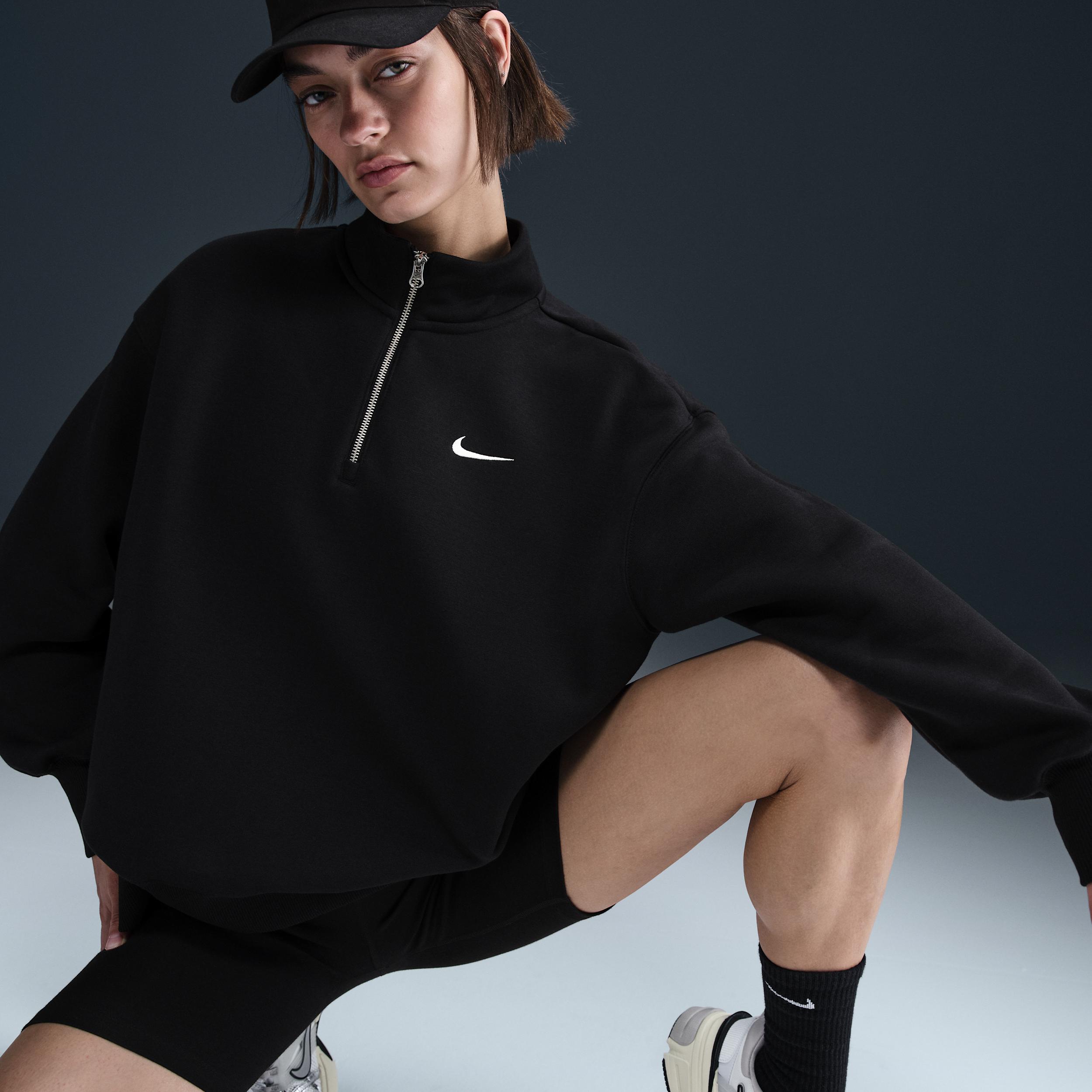 Womens Nike Sportswear Phoenix Fleece Oversized 1/4-Zip Long Sweatshirt | HJ0931-010 Product Image