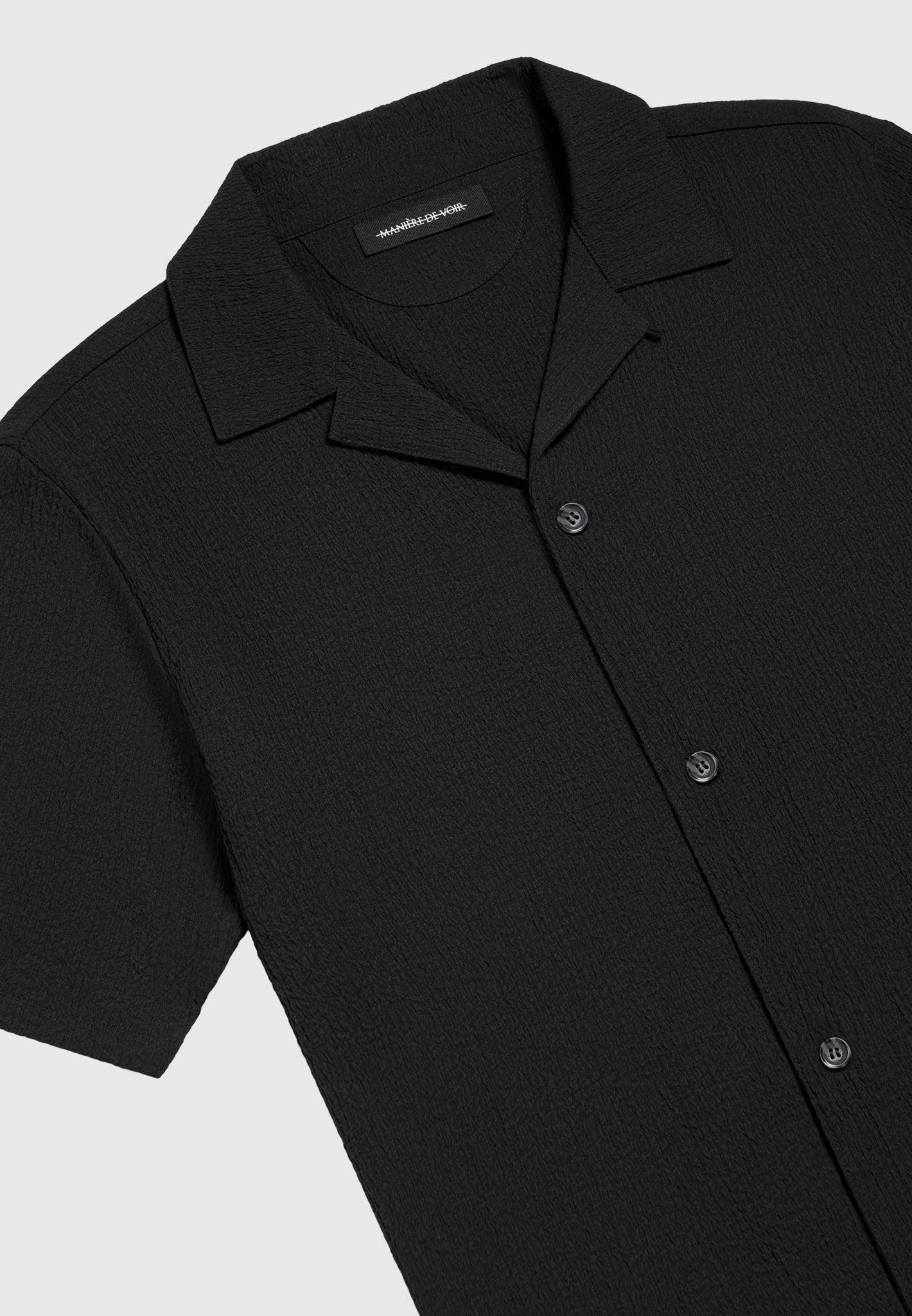 Seersucker Revere Shirt - Black Male Product Image