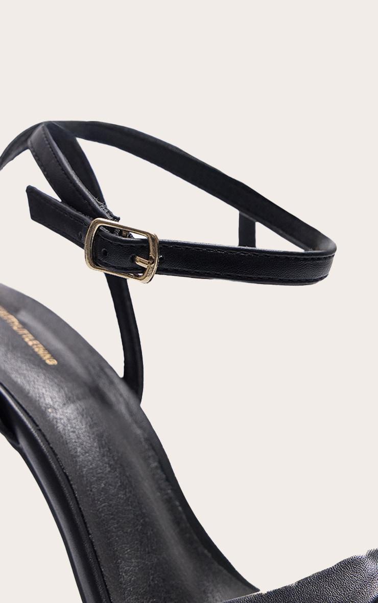 Black PU Point Toe High Stiletto Heeled Sandals Product Image