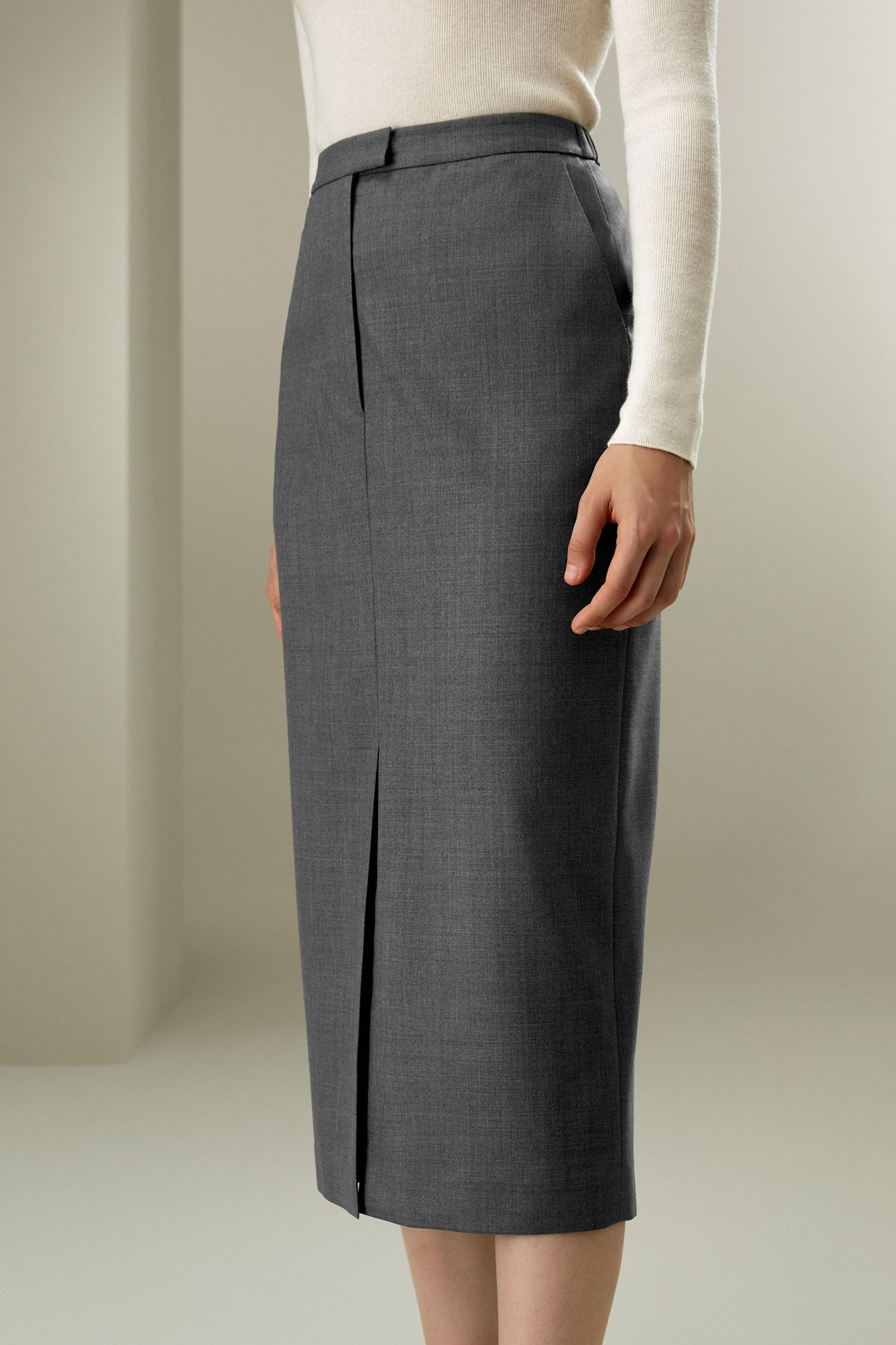 LILYSILK Wool Skirt - Female - Black Silk and Wool - Delicate Elastic Back Waist Skirt 6 Product Image