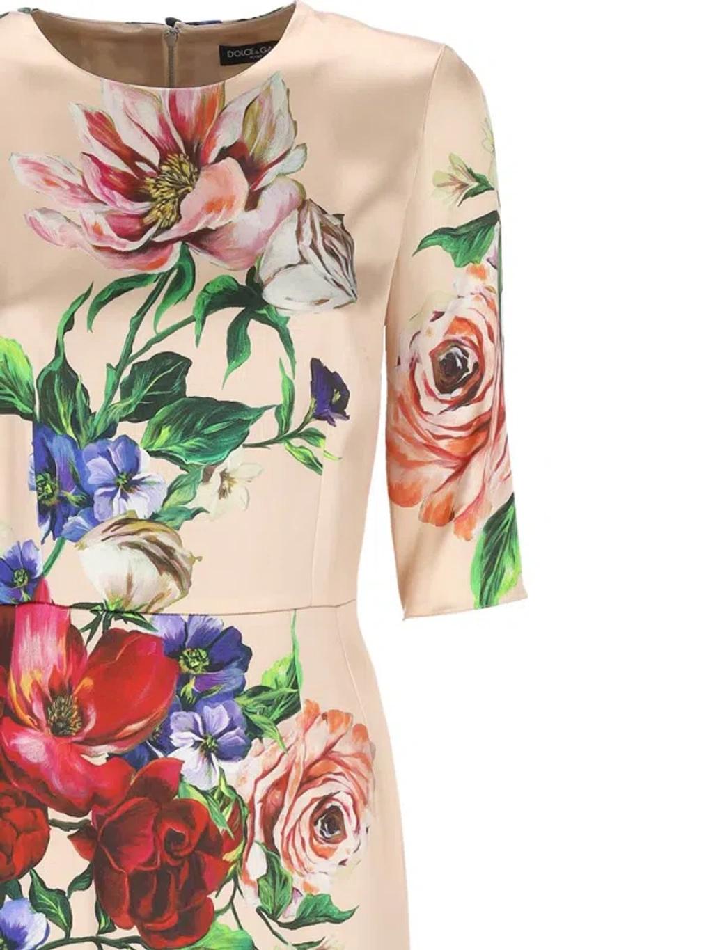 DOLCE & GABBANA Women Flower Print Midi Dress In Neutral Product Image