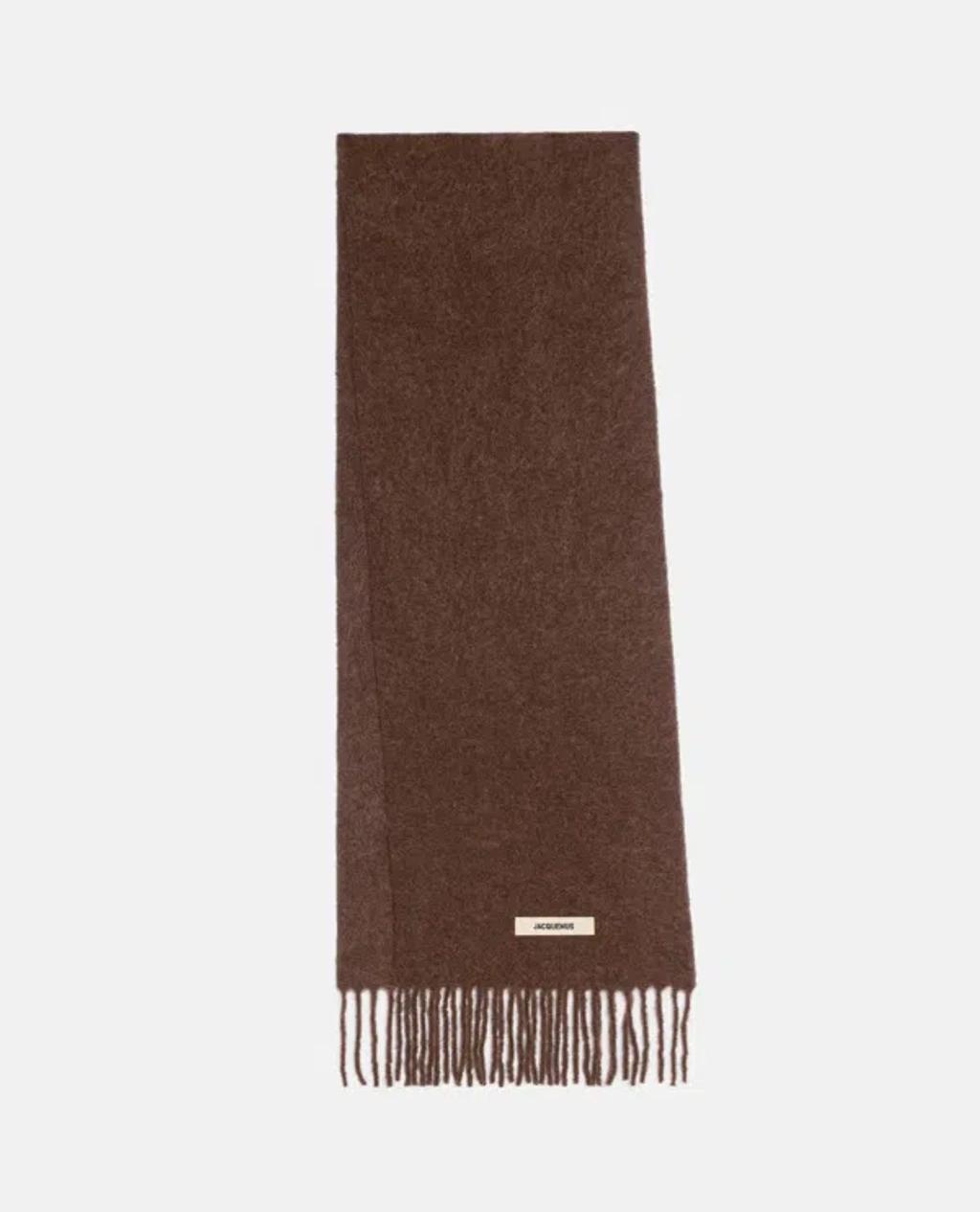 JACQUEMUS Edges Stylish Scarf Fringed In Brown Product Image