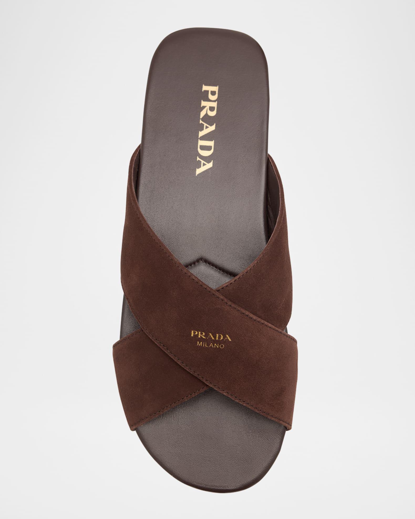 Suede Crisscross Slide Sandals Product Image