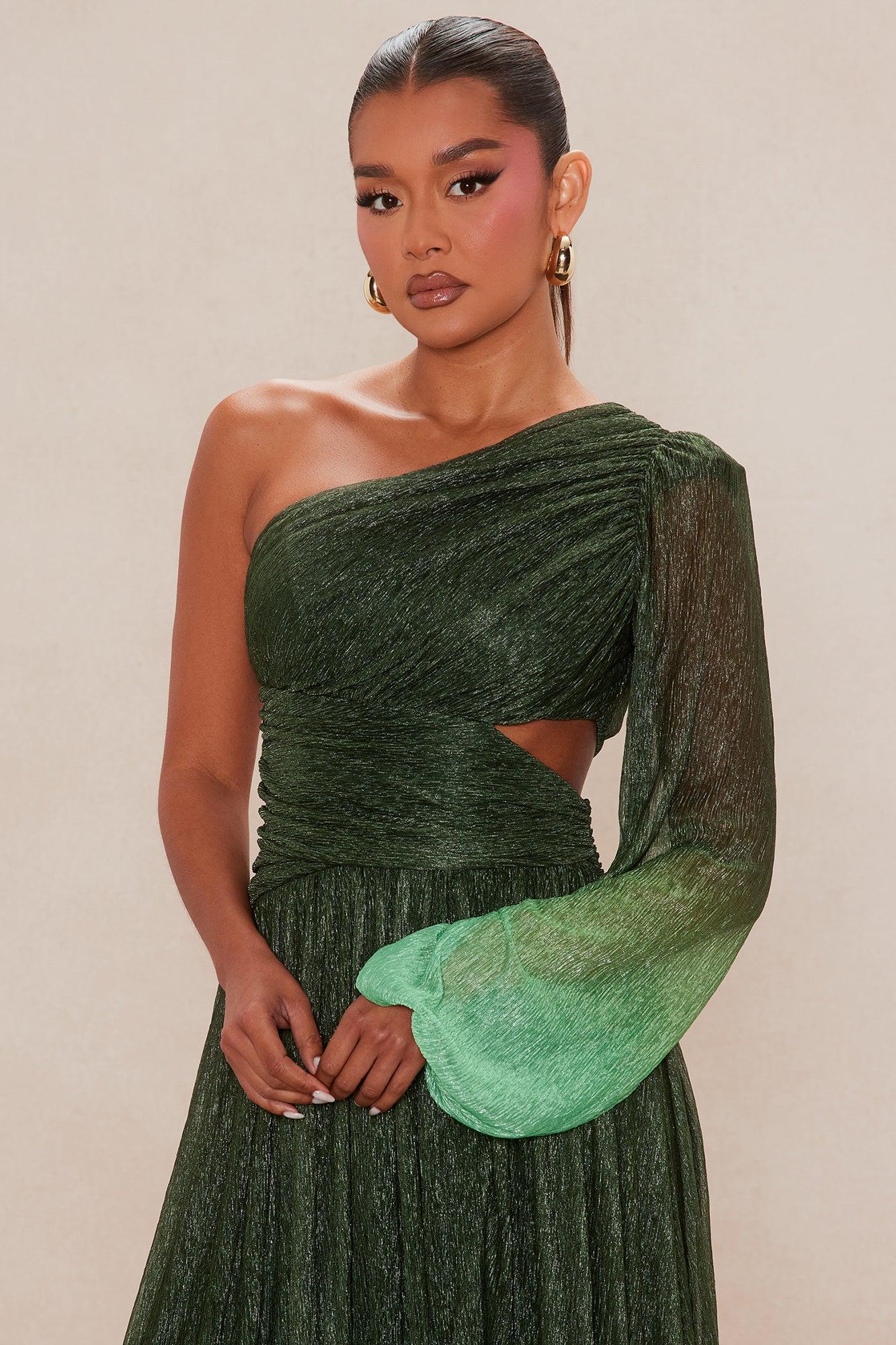 Glitter Dilemma Ombre Gown - Green Female Product Image
