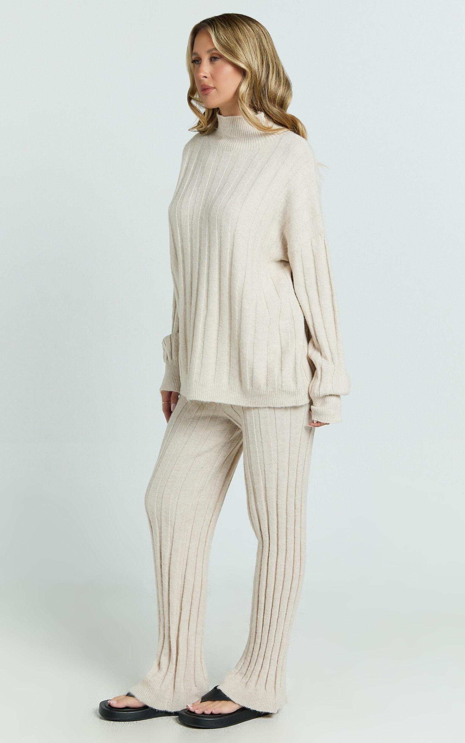 Marie Two Piece Set - Knitted Jumper & Pants Set in Cream Product Image