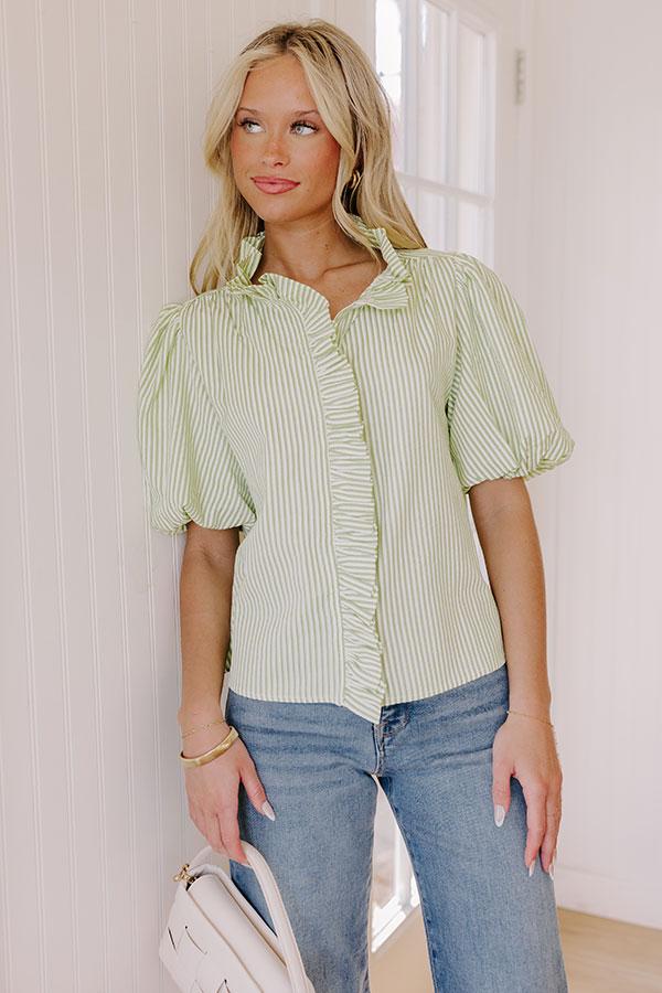 Sorbet And Stripes Ruffle Top in Lime Product Image