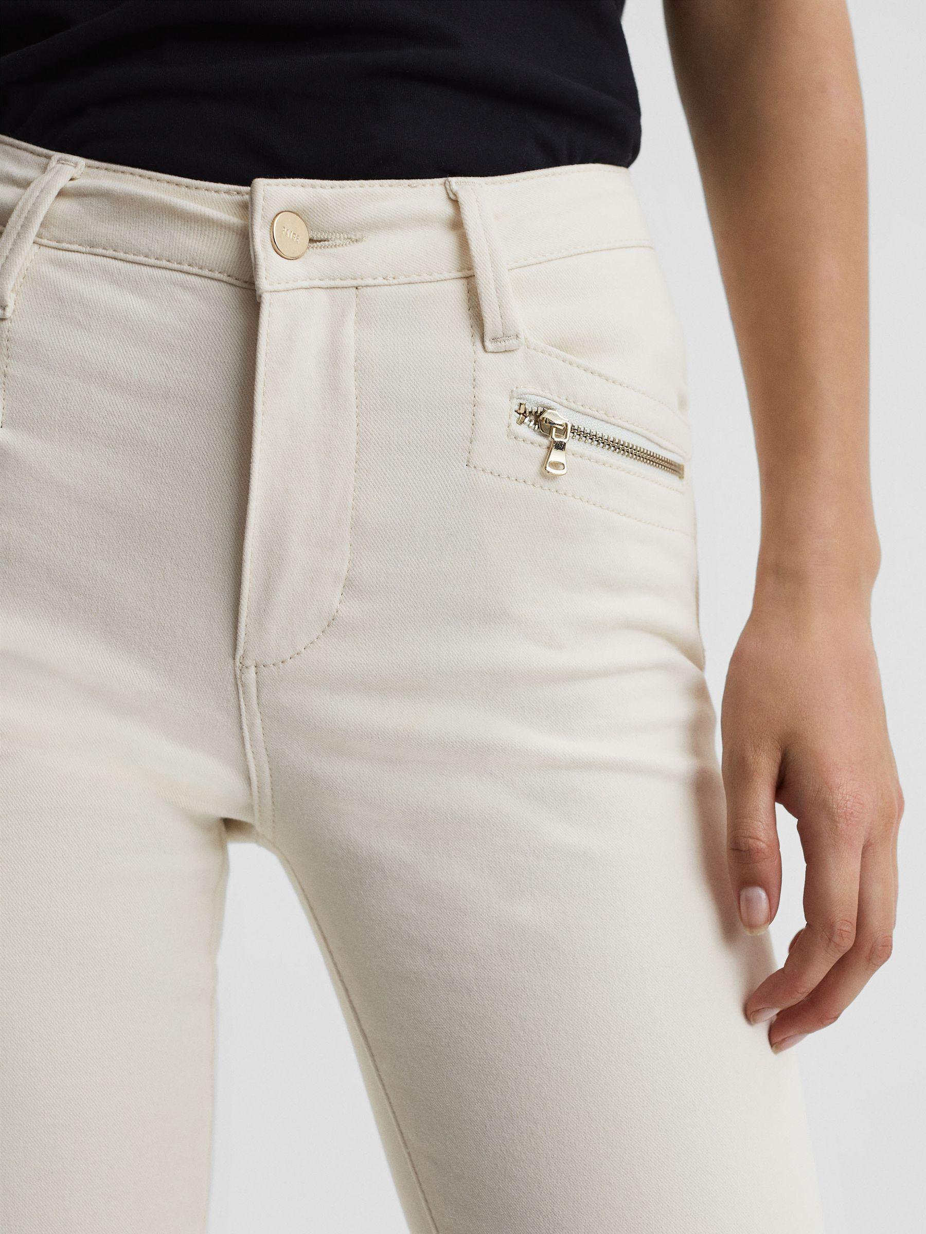 Paige High Rise Straight Leg Jeans in Ecru Product Image