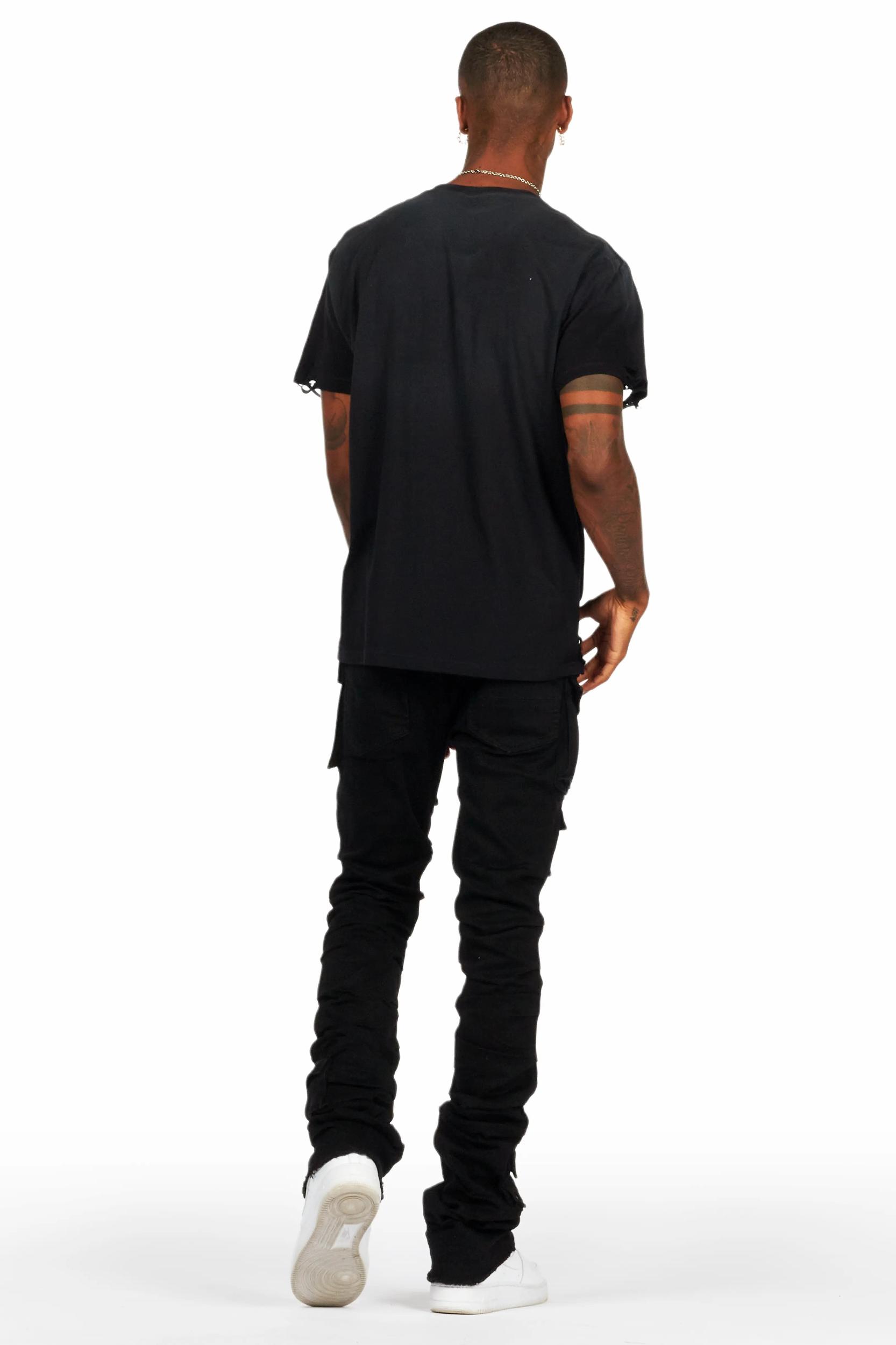 Gentry Black Stacked Flare Jean Male Product Image