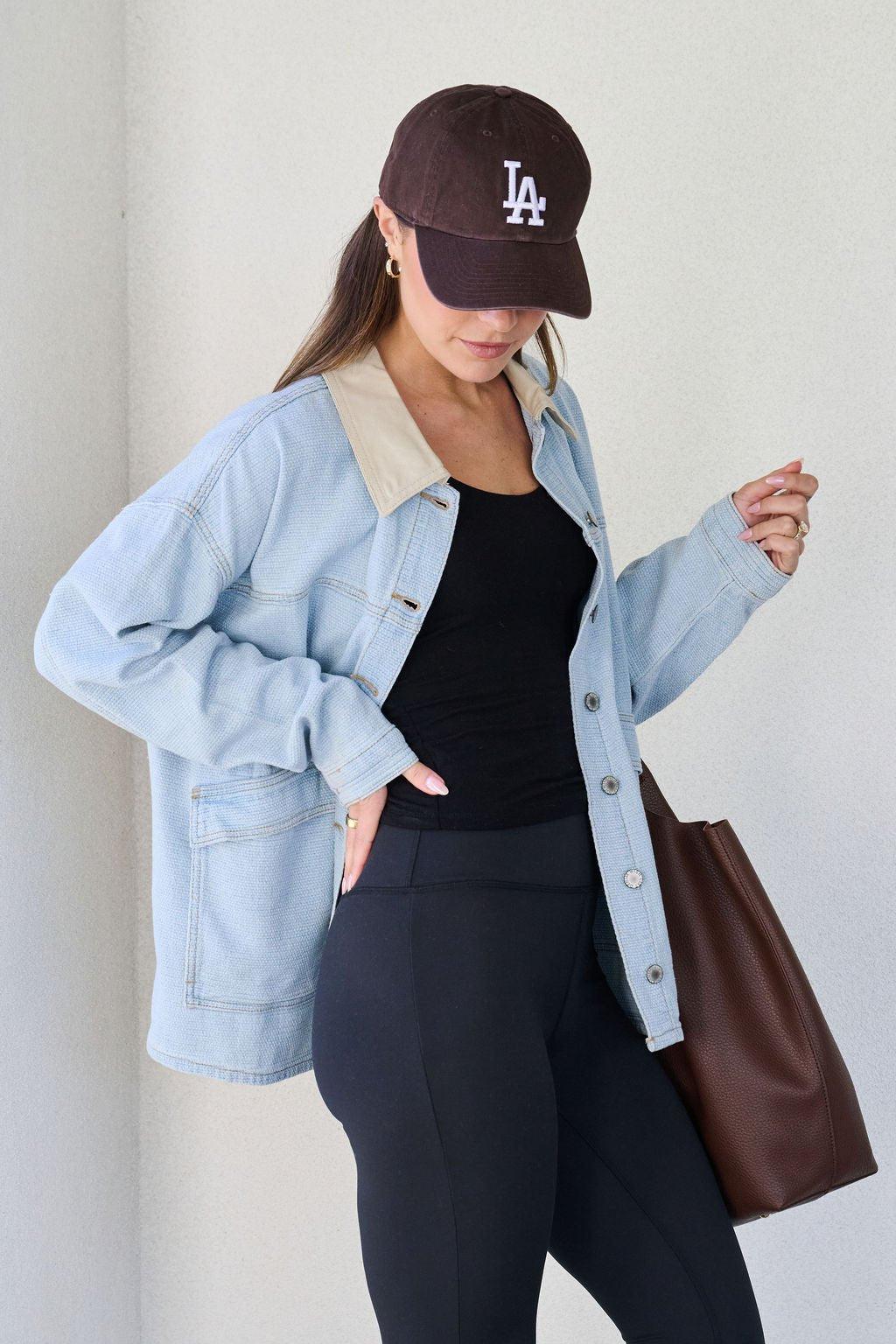 Denim Buttoned Utility Jacket Product Image