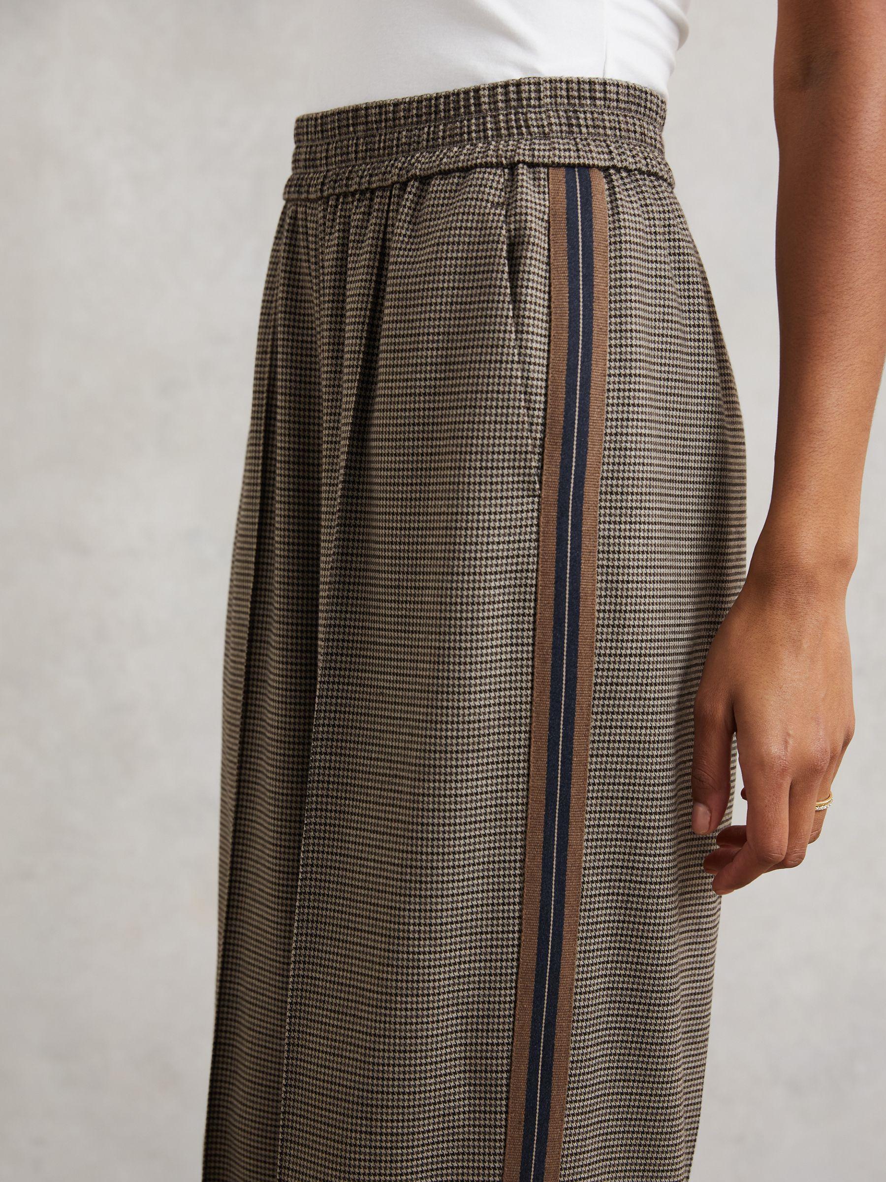 Side-Stripe Wide-Leg Check Trousers in Neutral Check Product Image