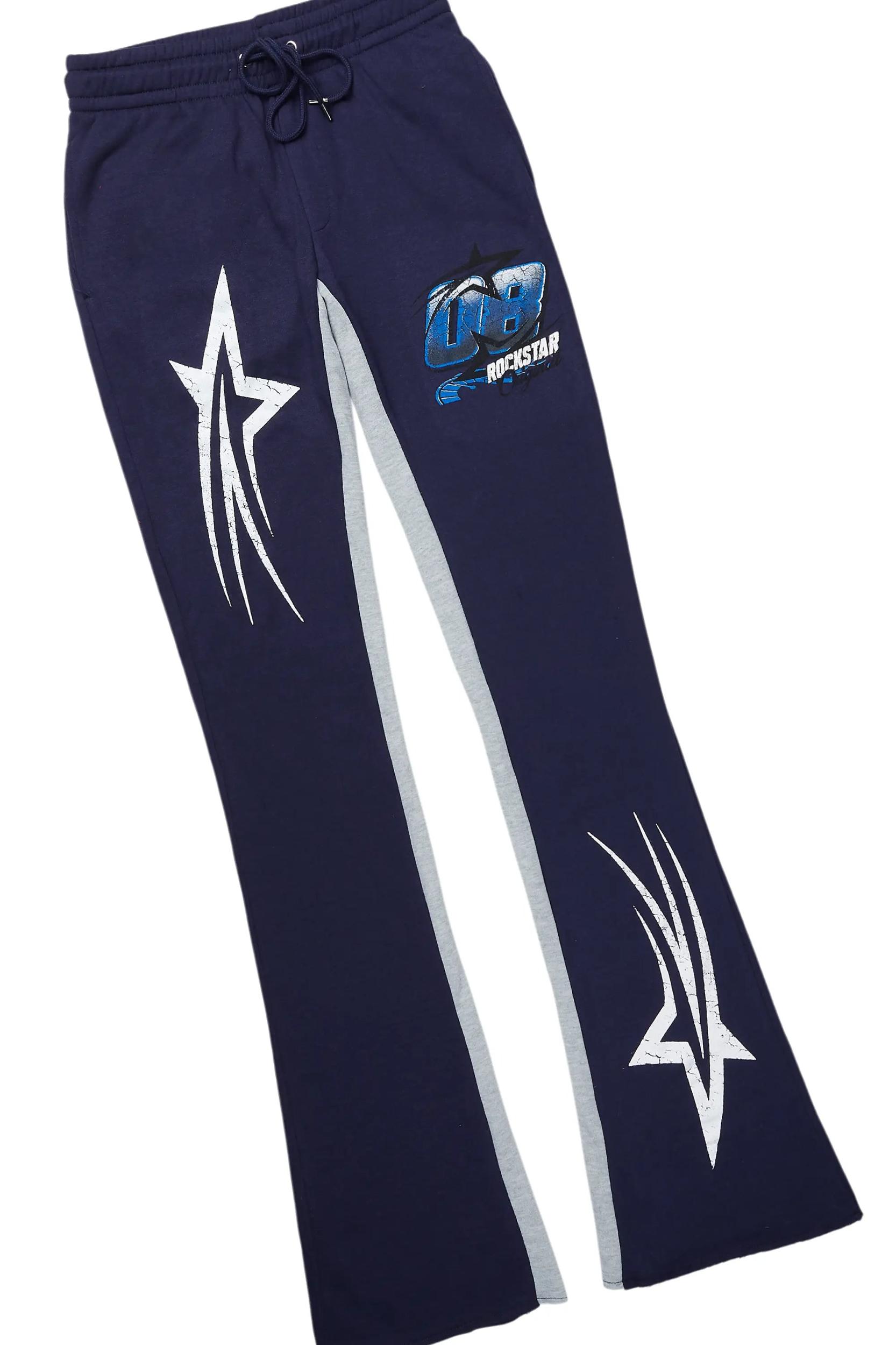 Kastell White/Navy T-Shirt/Stacked Baggy Track Pant Set Male Product Image