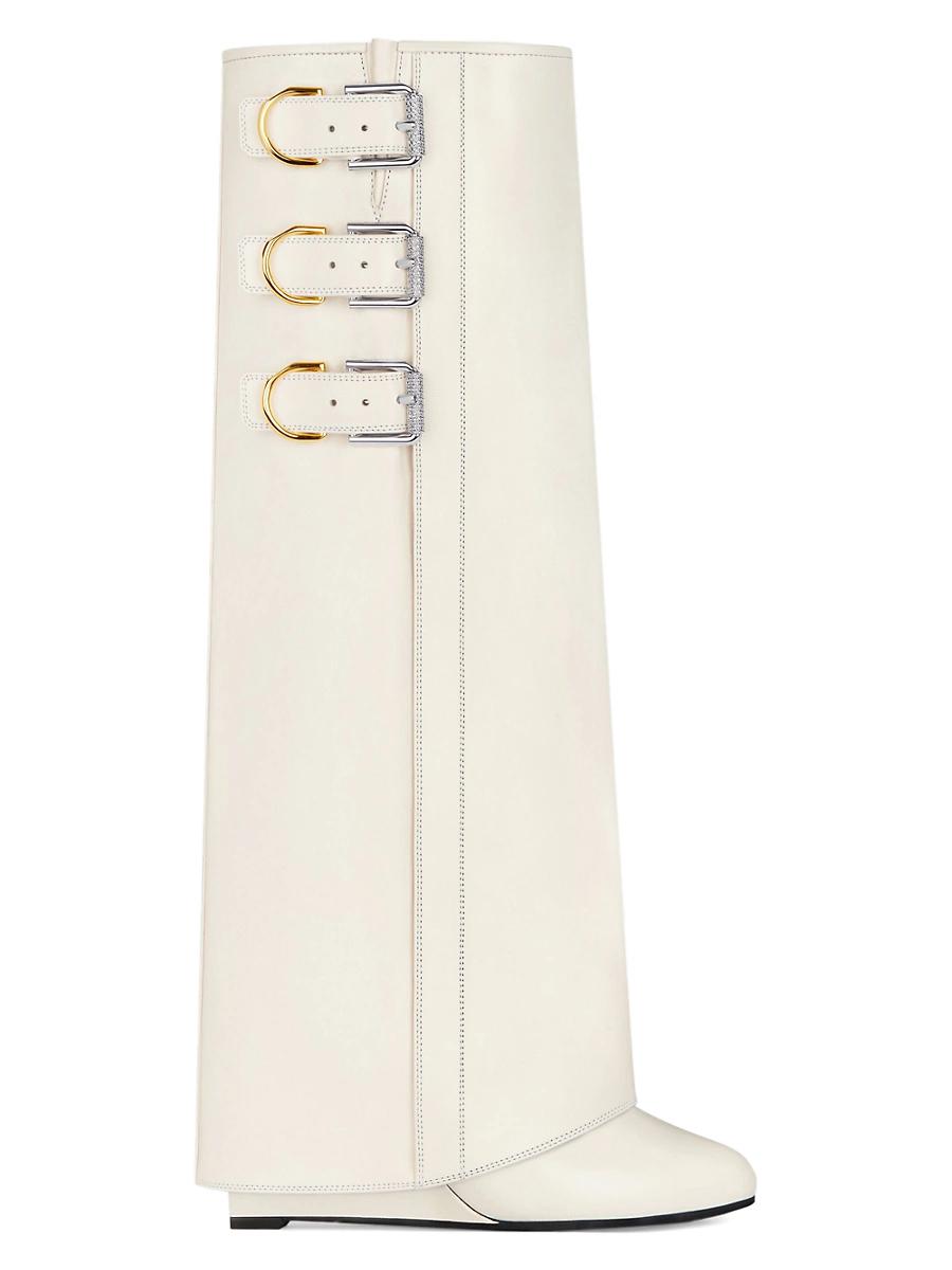 Womens Shark Lock Buckles Boots in Leather Product Image