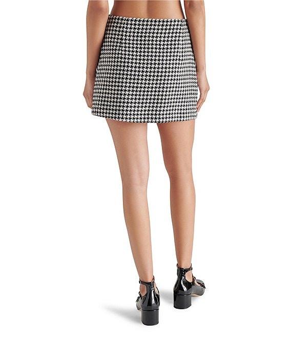 Steve Madden Leonne Tweed Houndstooth Wrap Front Mini Skirt Product Image