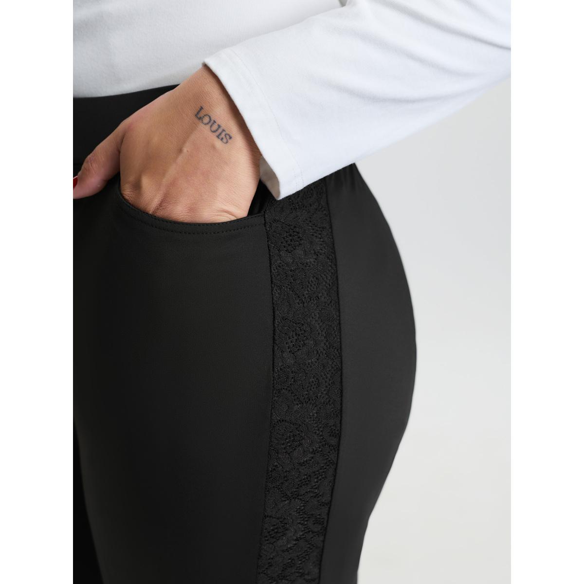 Plus Size Stretchy Waistband Skinny-Fit Pants Women Black Timeless Skinny Mid Rise Elegant Pants BloomChic 10/M Product Image