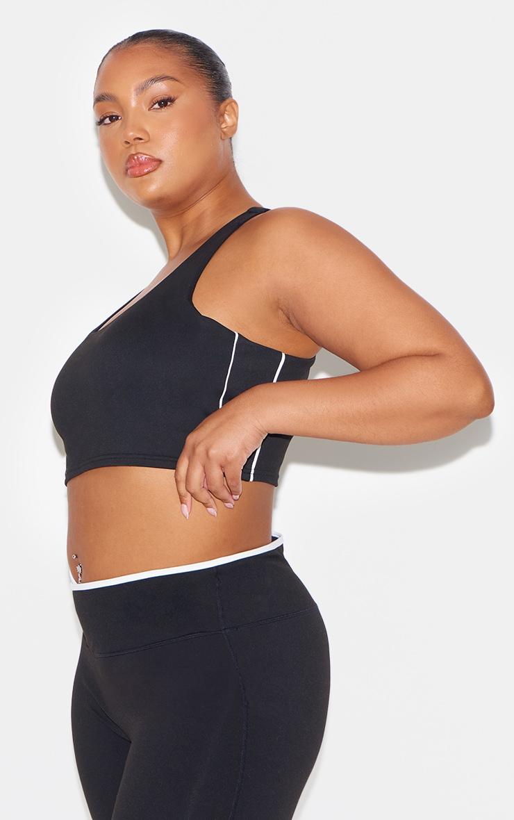 Black Sculpt Double Layer Padded Contrast Binding Sports Bra Product Image