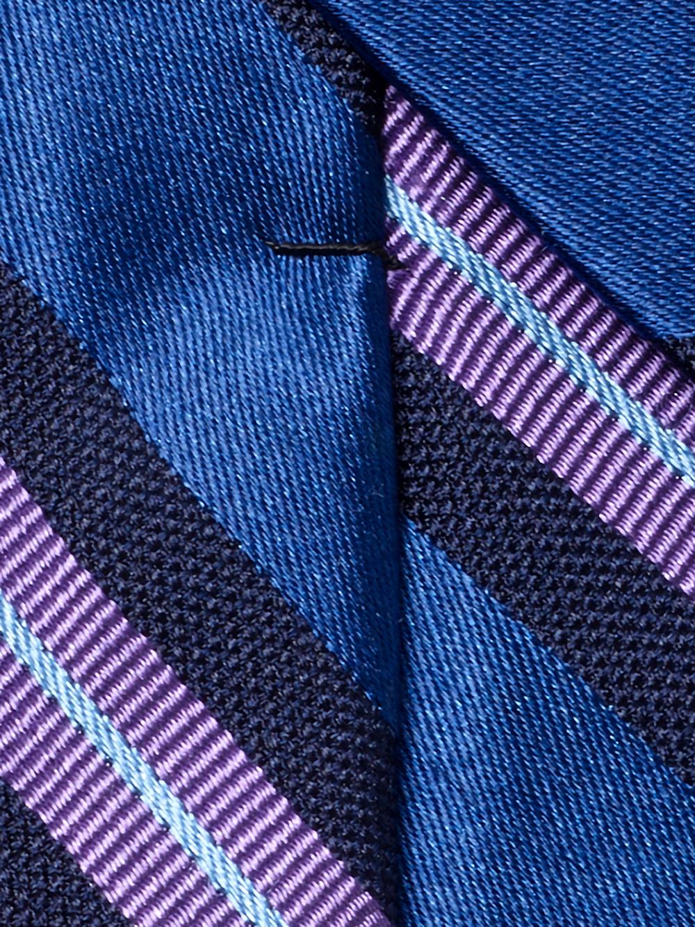 Stripe Woven Silk Tie - Blue/purple Product Image