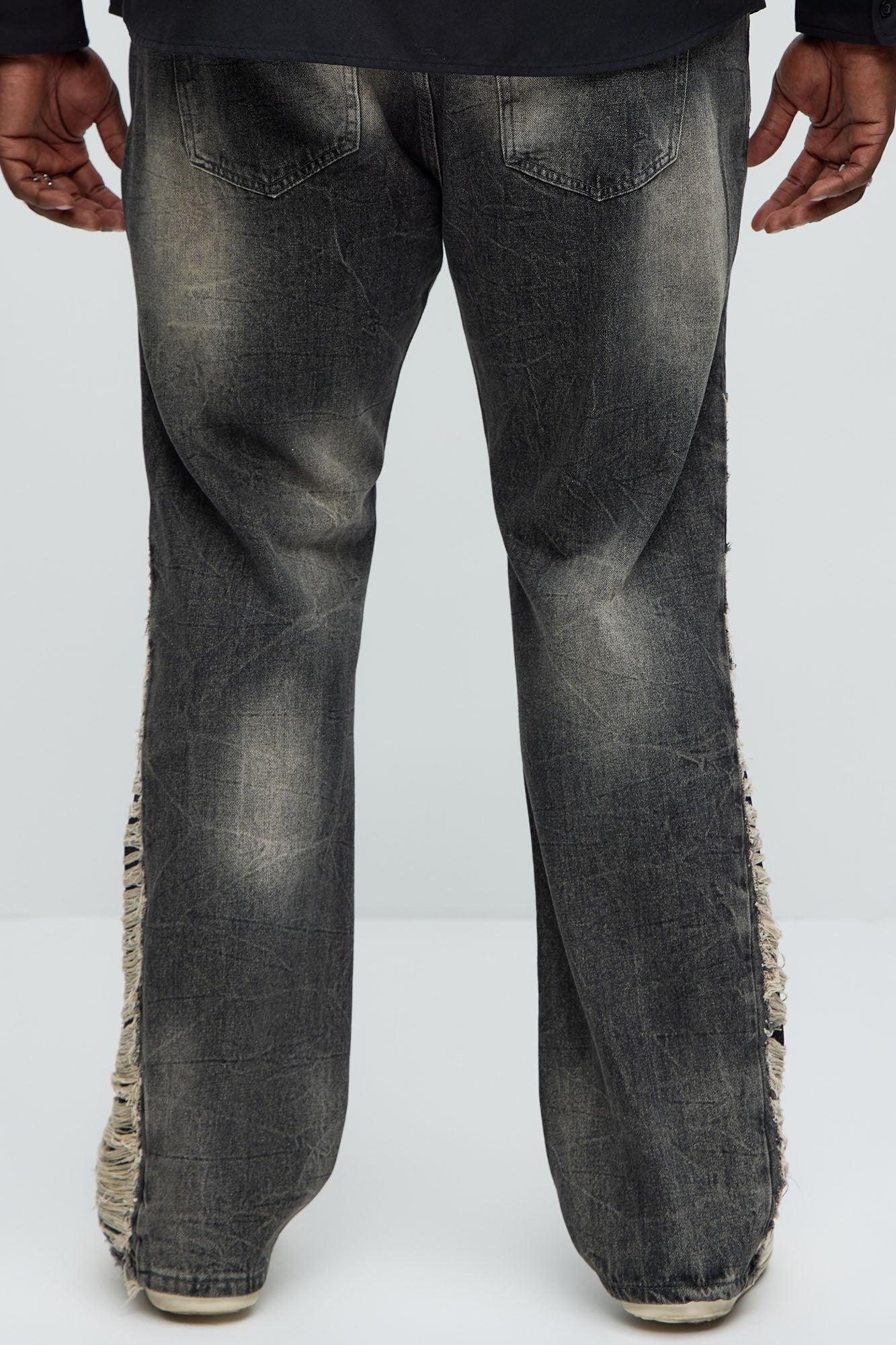 Back In The Valley Distressed Stacked Slim Flare Jeans - Black Wash Product Image
