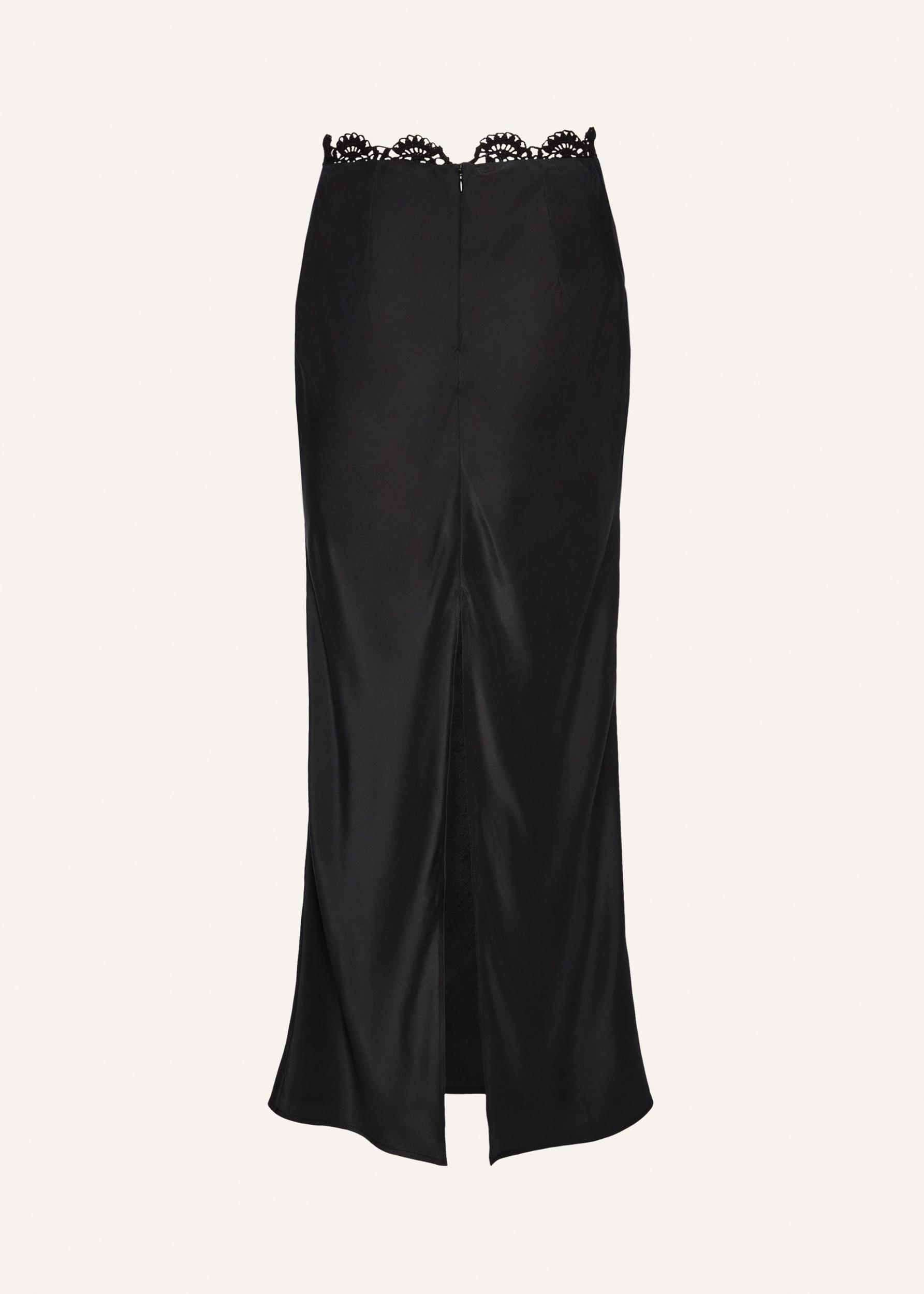 Lace detail midi skirt in black Product Image