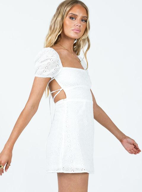 Havena Anglaise Mini Dress White Product Image