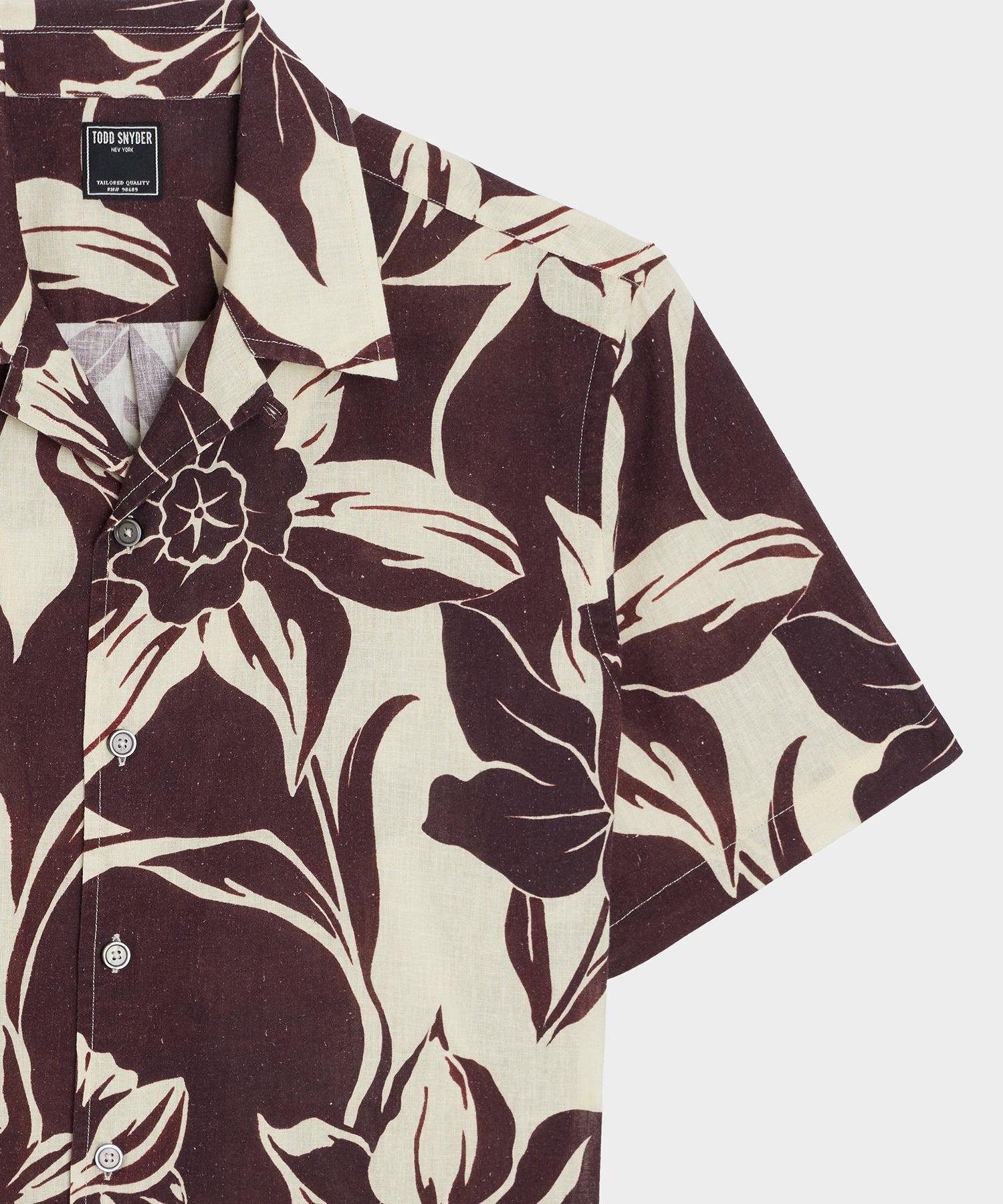 Cotton-Linen Floral Camp Collar Shirt Product Image