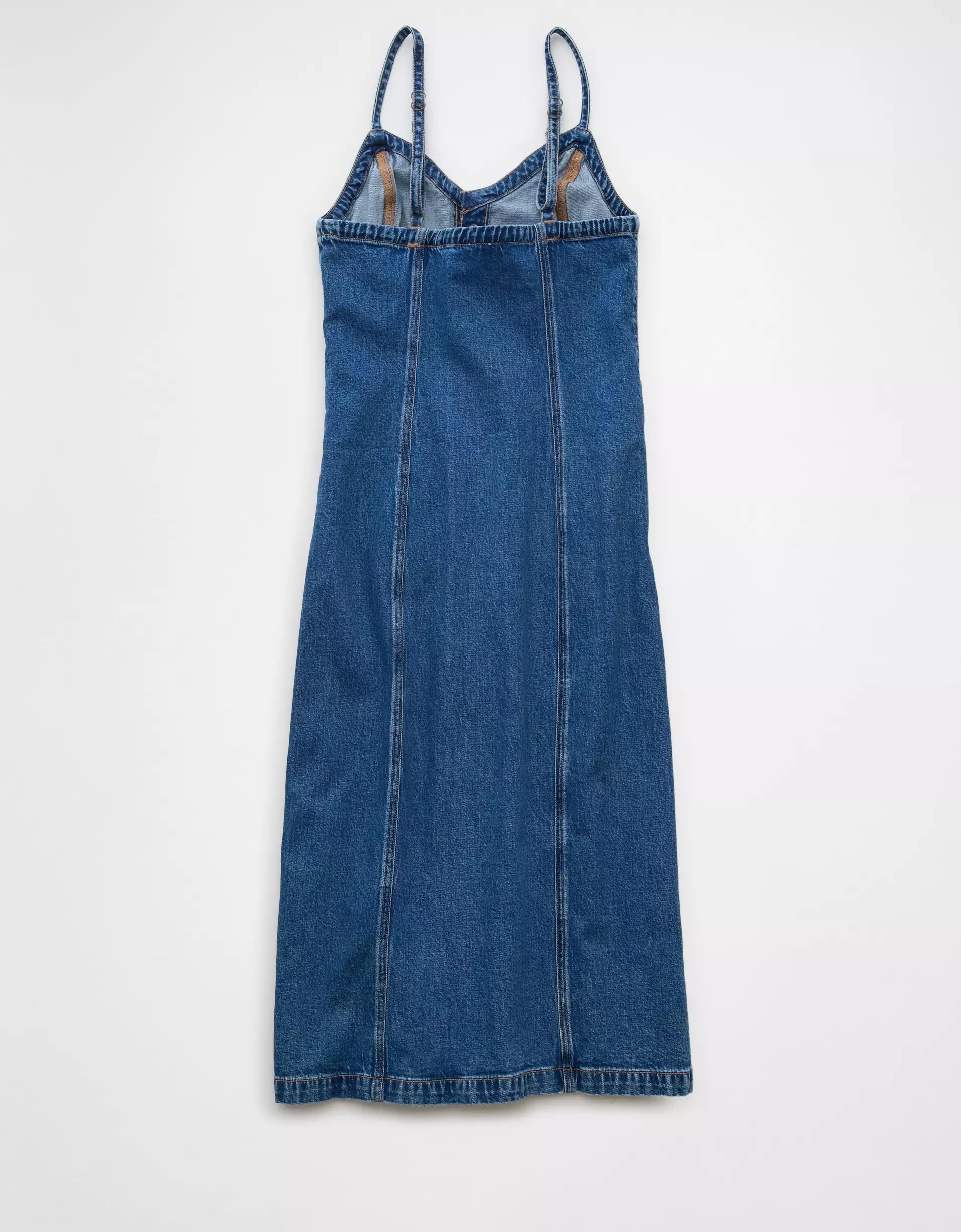 AE Denim Button-Up Midi Dress Product Image