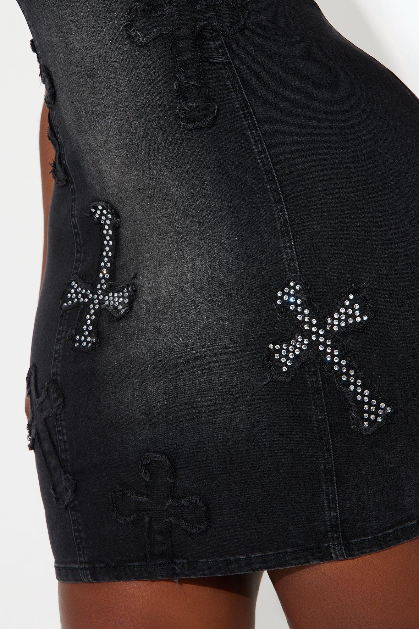 Big Energy Denim Mini Dress - Black Wash Product Image